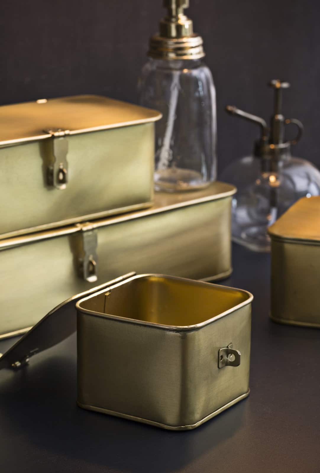 Hello Honey® Decorative Metal Boxes with Gold Finish Set