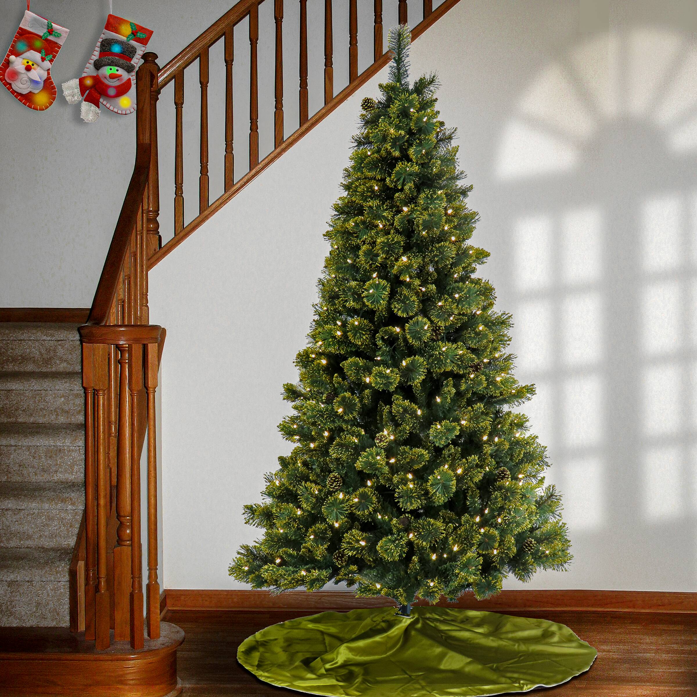 7ft. Pre-Lit Maine Pine Artificial Christmas Tree, Warm White LED Lights