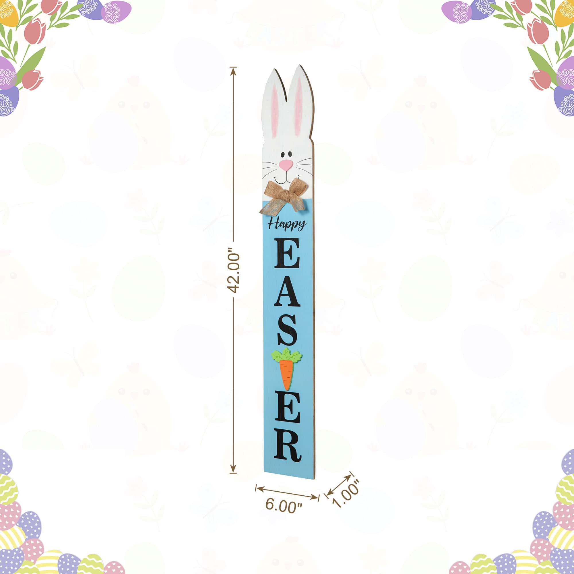 Glitzhome&#xAE; 42&#x22; Wooden Double-Sided Easter Welcome Porch Sign with Bunny Ears