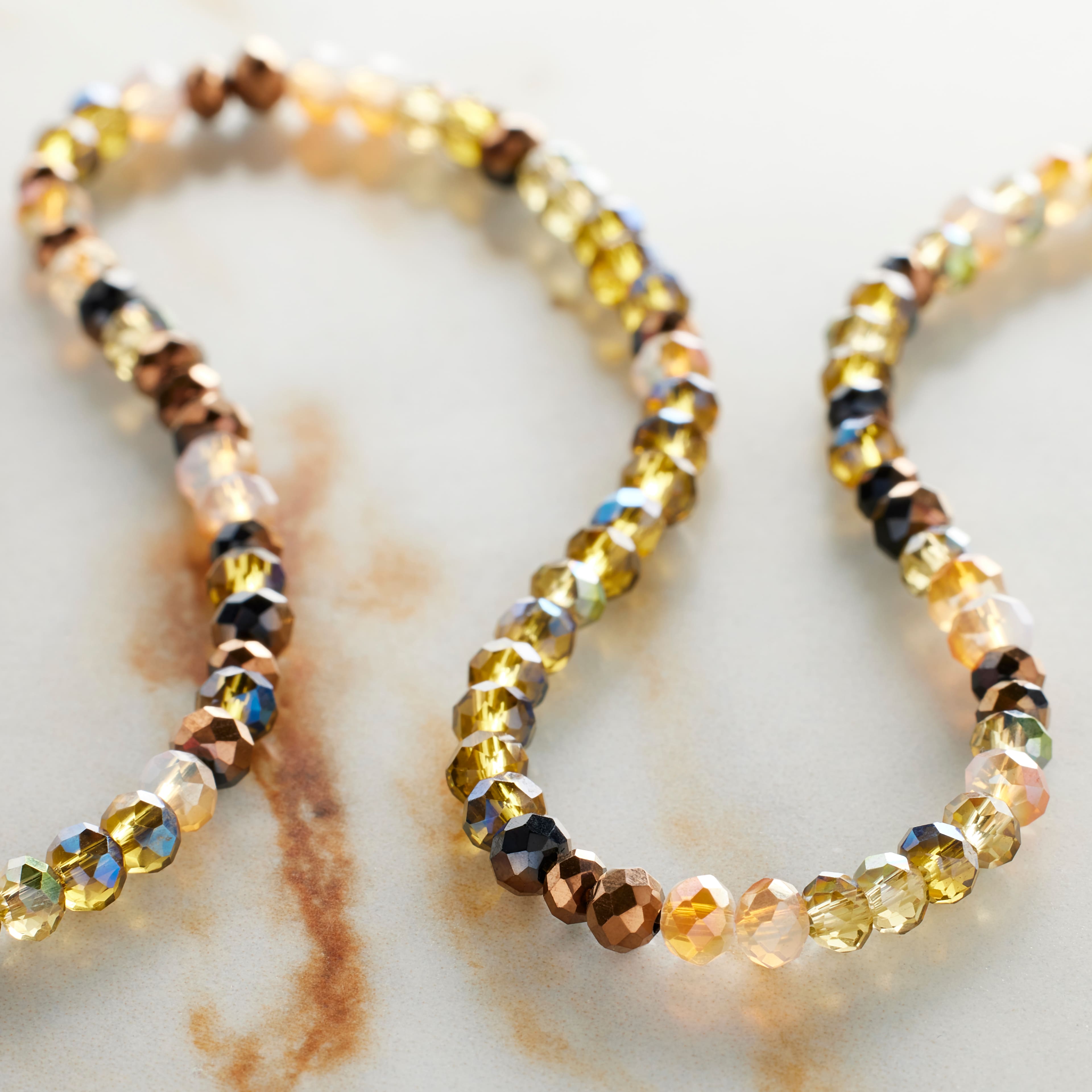 Amber Mix Faceted Glass Rondelle Beads, 3mm by Bead Landing&#x2122;