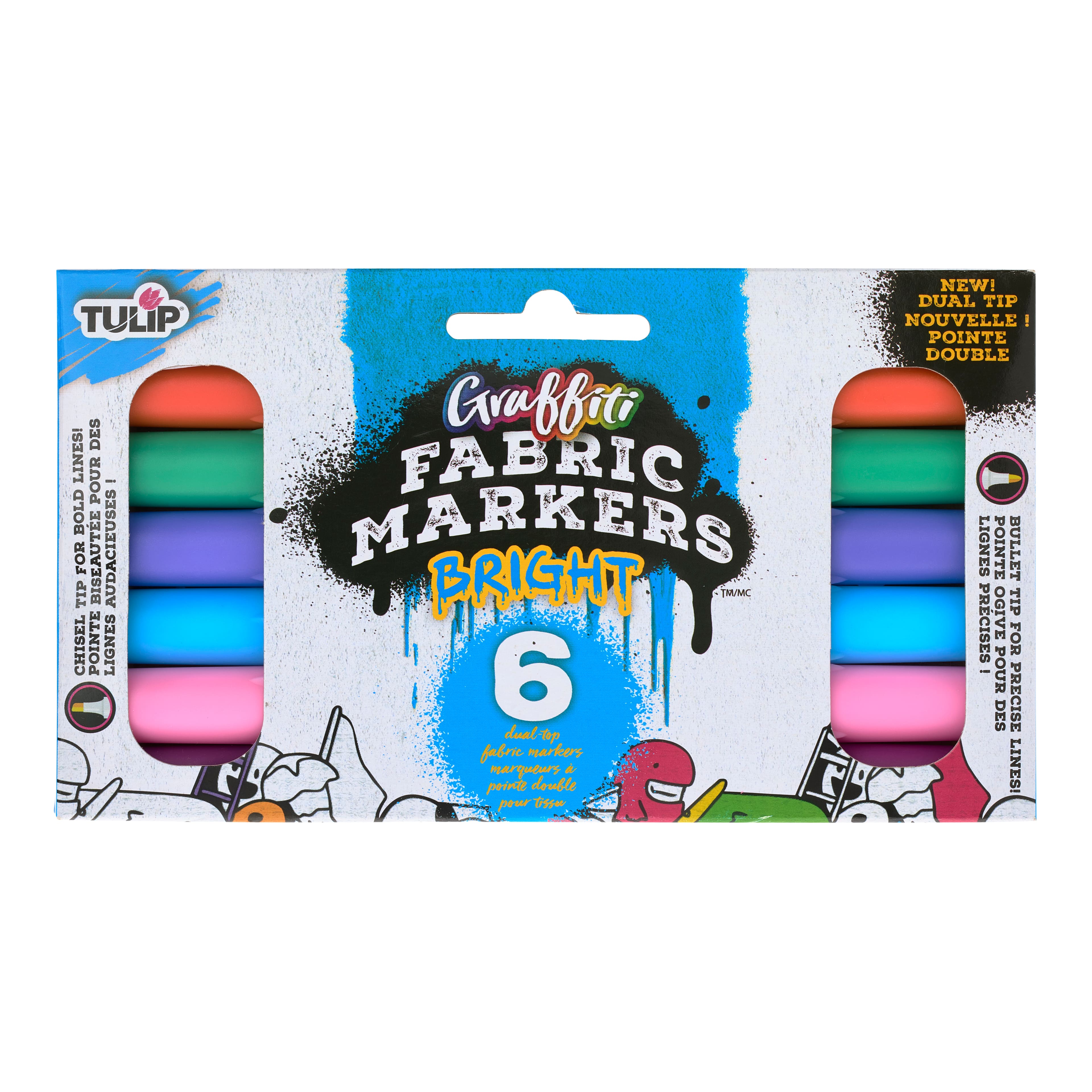 12 Packs: 6 ct. (72 total) Tulip&#xAE; Graffiti Fabric Markers&#x2122; Bright 