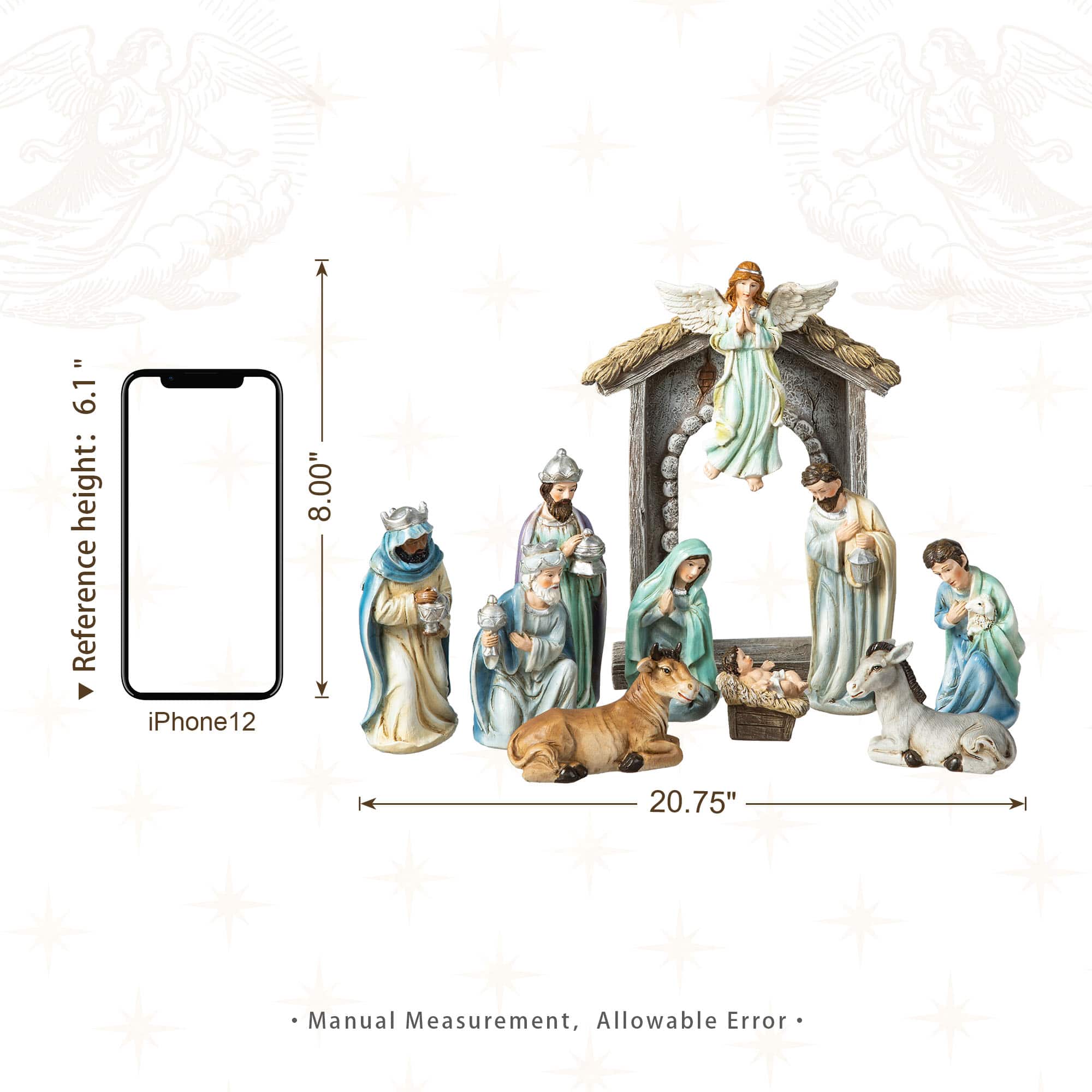 Glitzhome® Deluxe Blue Nativity Figurine Set