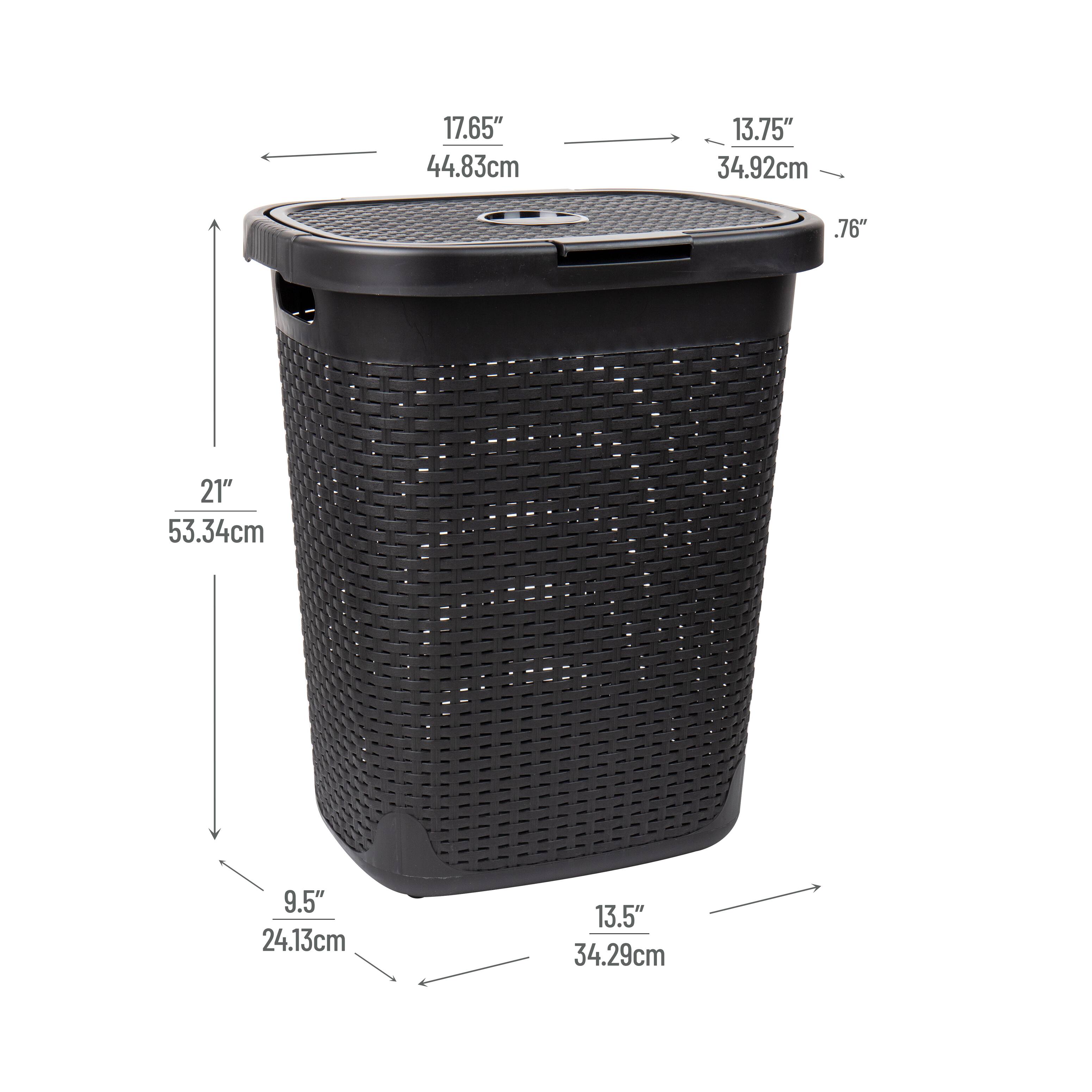Mind Reader 21&#x22; Plastic Wicker Design Laundry Hamper