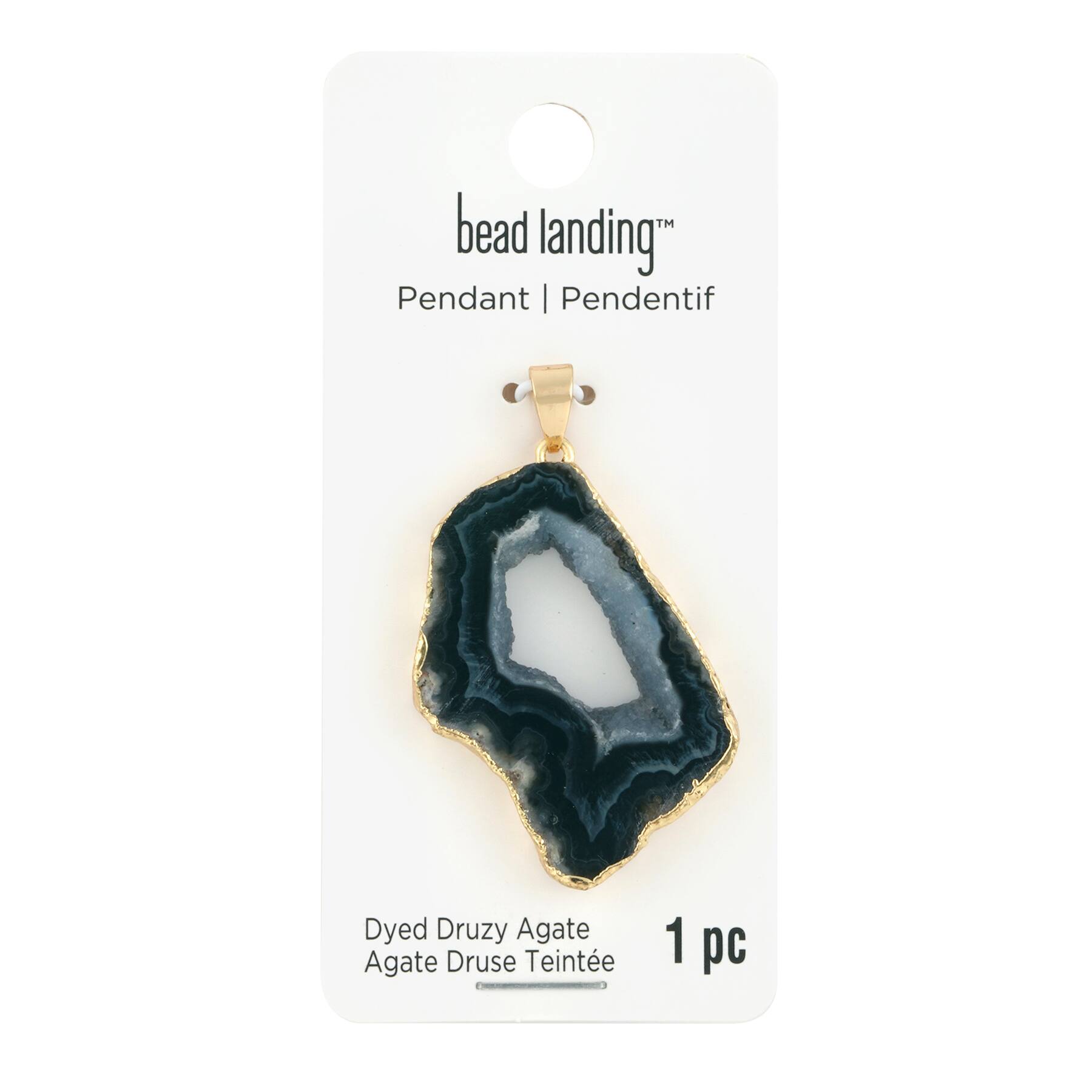 Black Druzy Agate Pendant by Bead Landing™
