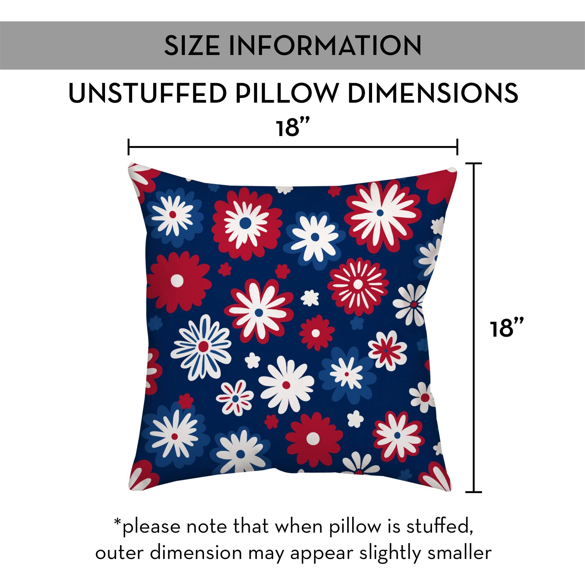 18" Patriotic Flower Doodle Indoor Outdoor Pillow
