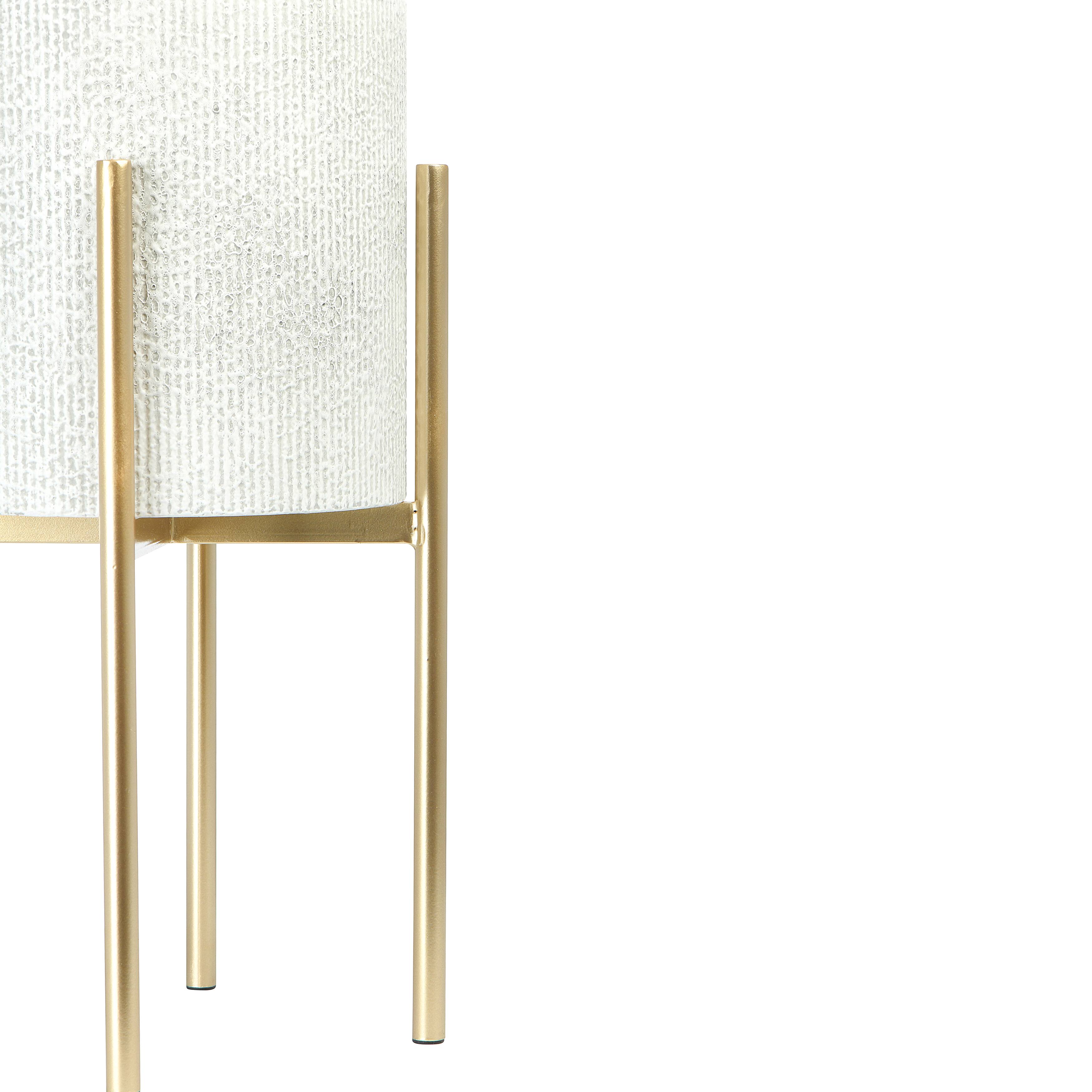 Hello Honey® White & Gold Boho Embossed Metal Planters with Stands Set