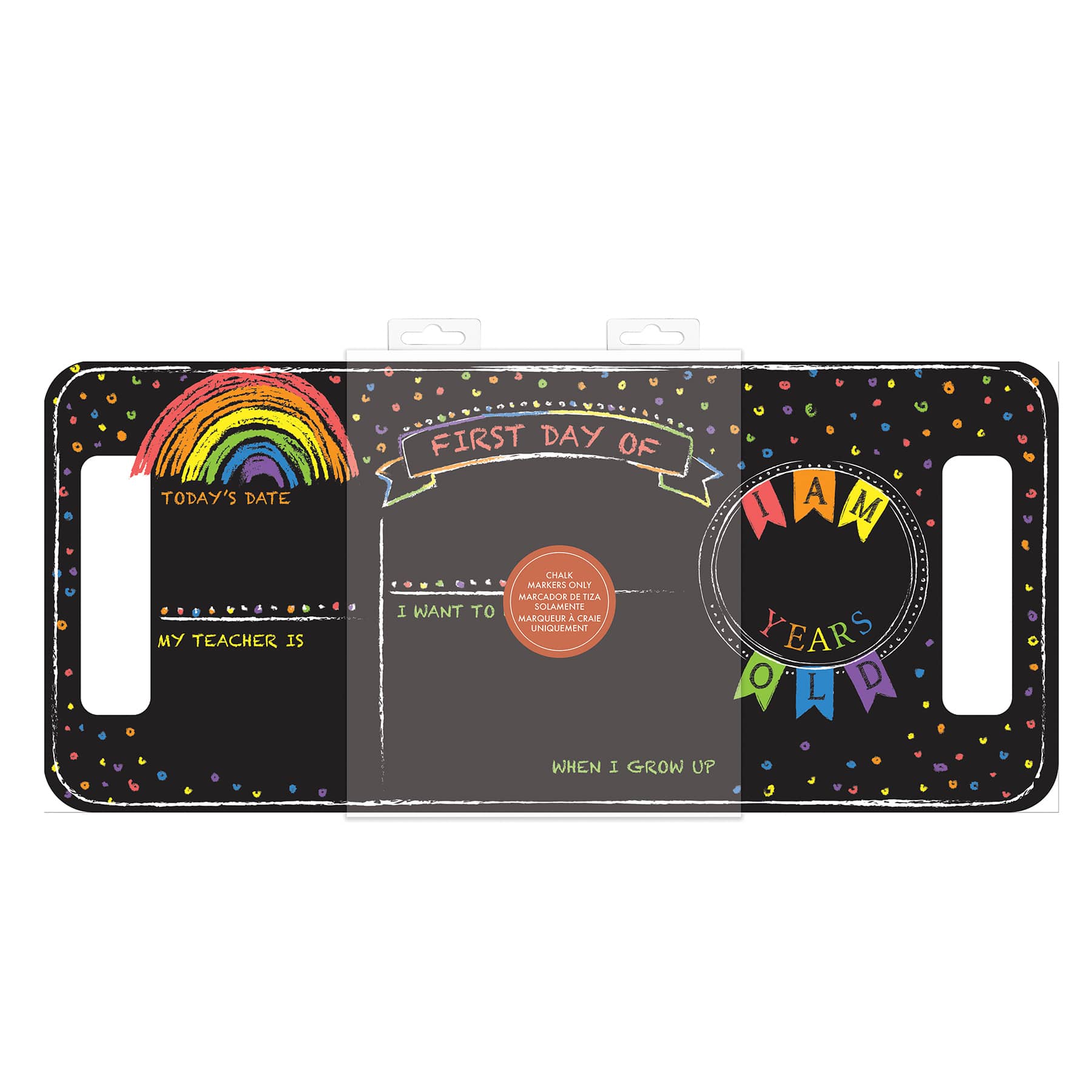 RoomMates Last or First Day of School Rainbow Double-Sided Chalkboard