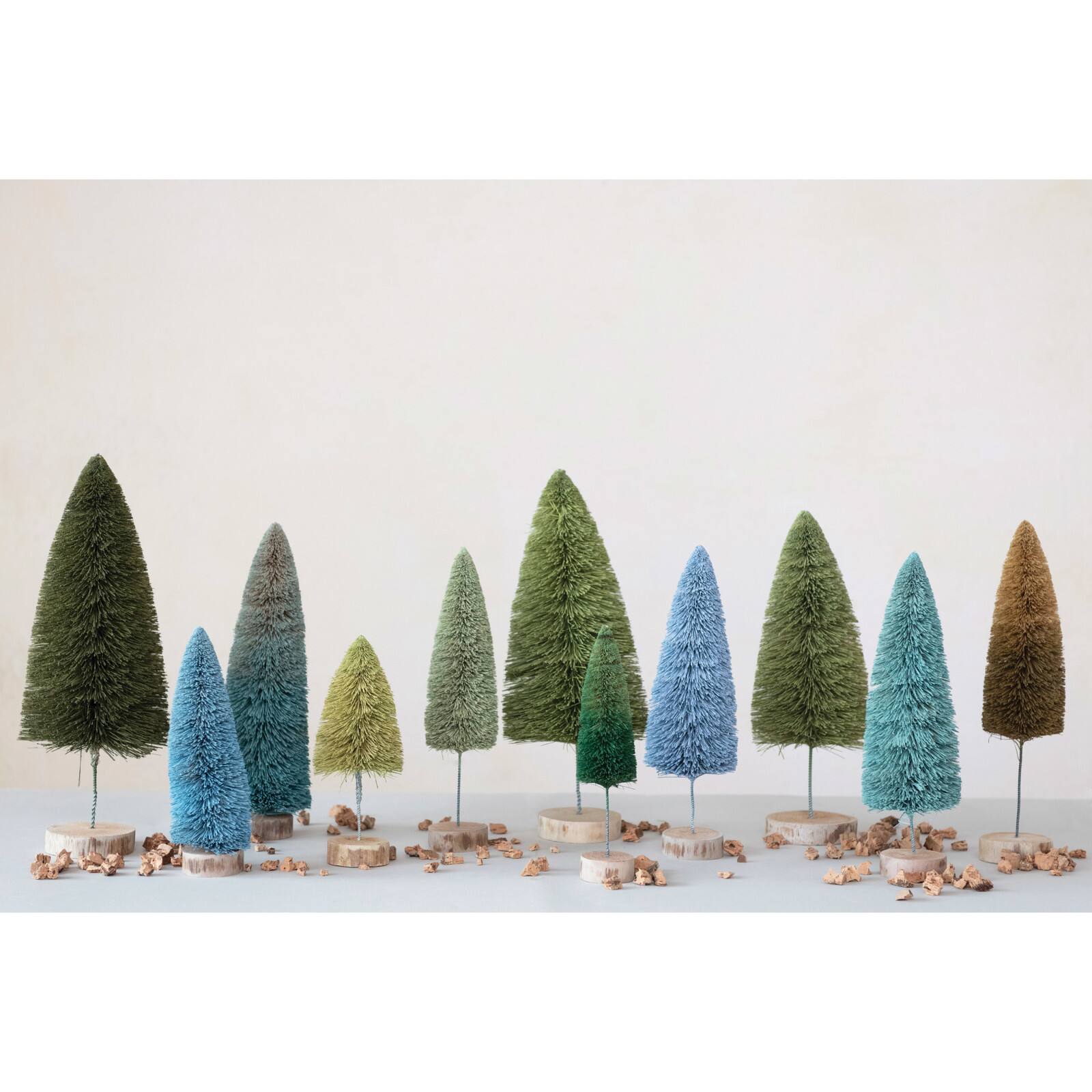 Hello Honey&#xAE; 11&#x22; Moss Green Sisal Bottle Brush Tree with Wood Base