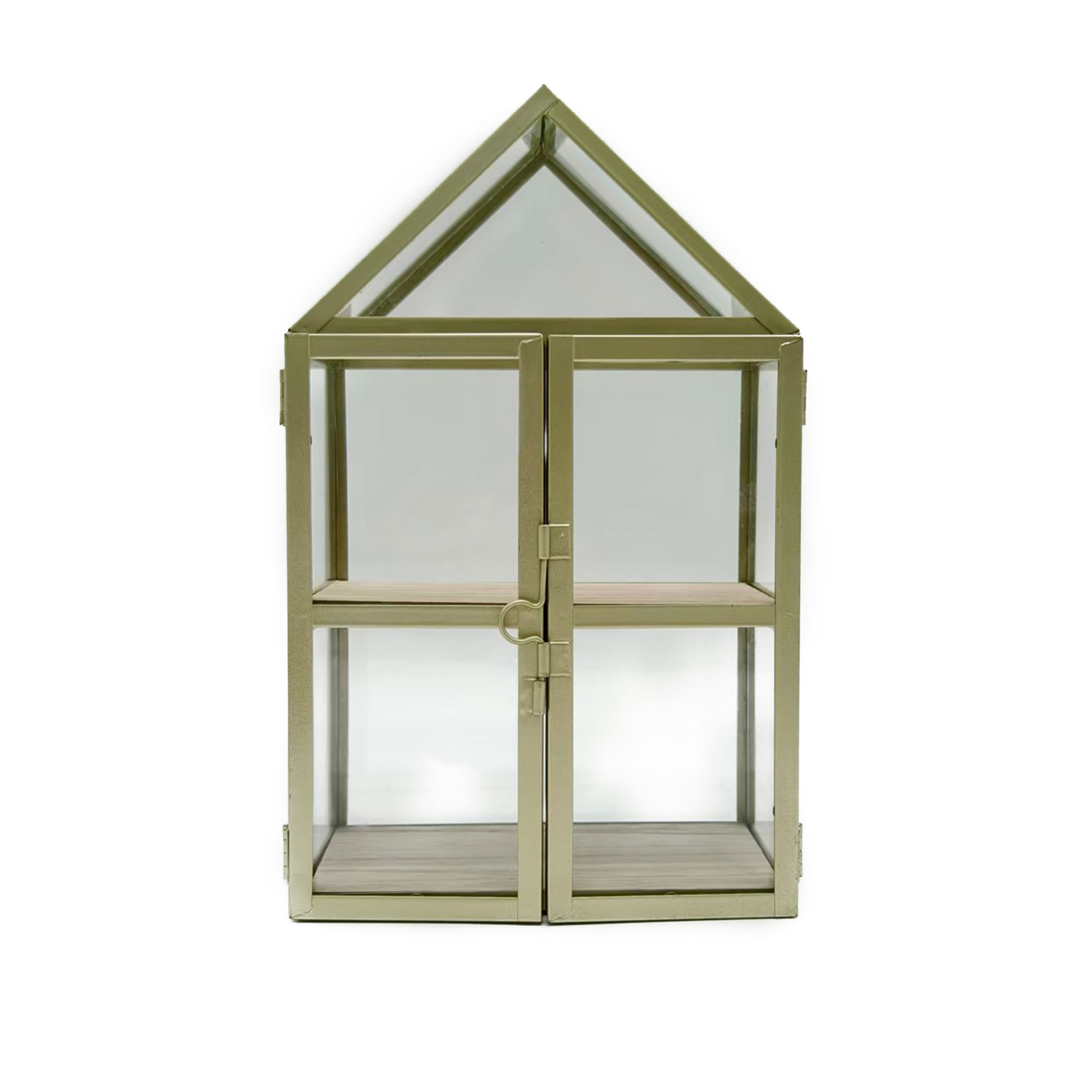 10&#x22; Gold Metal &#x26; Glass Terrarium House by Ashland&#xAE;