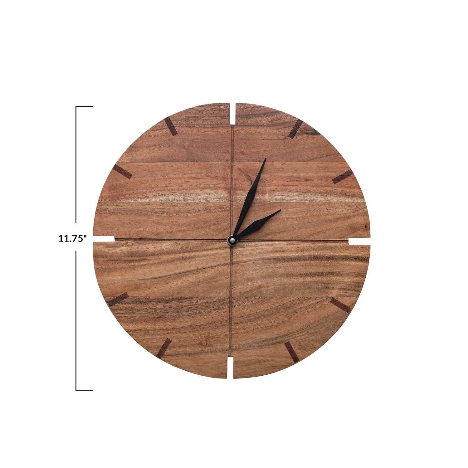 Natural &#x26; Black Round Acacia Wood Wall Clock