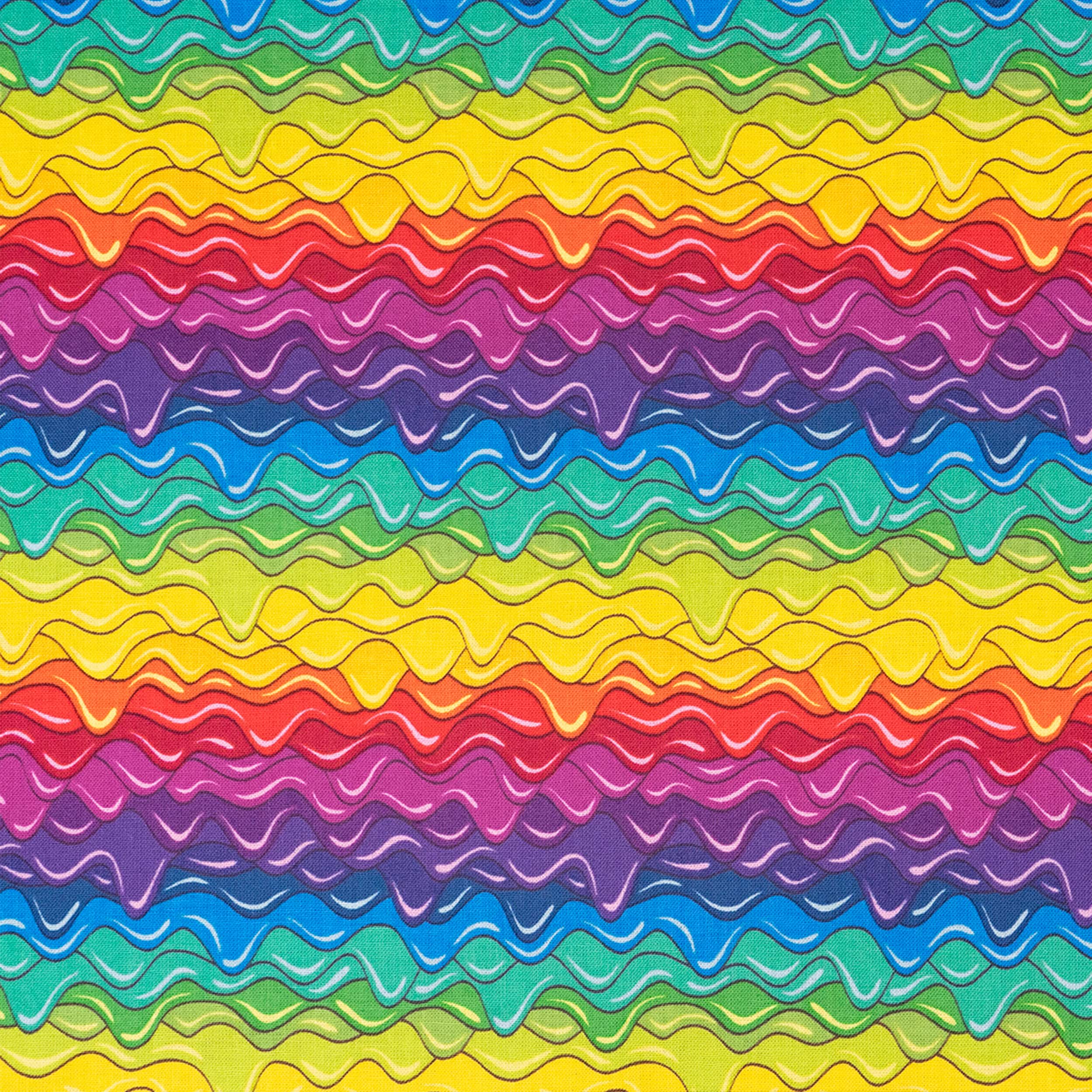 SINGER Rainbow Colorful Wave Cotton Fabric