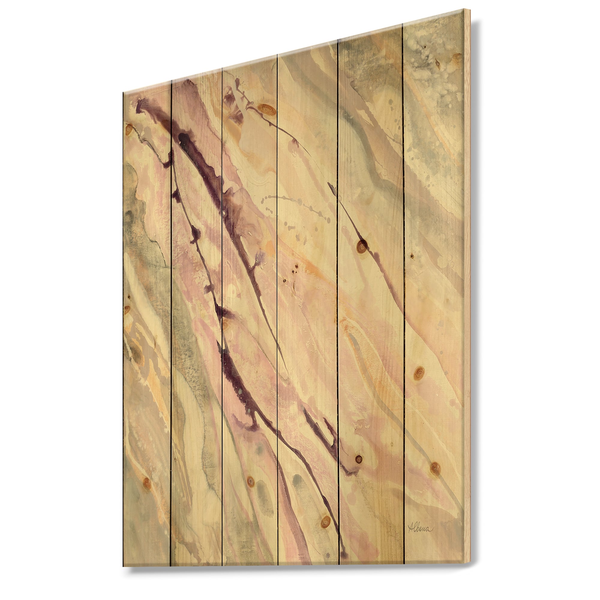 Designart - Shaby Pink Marble - Sleek &#x26; Chic Modern Print on Natural Pine Wood