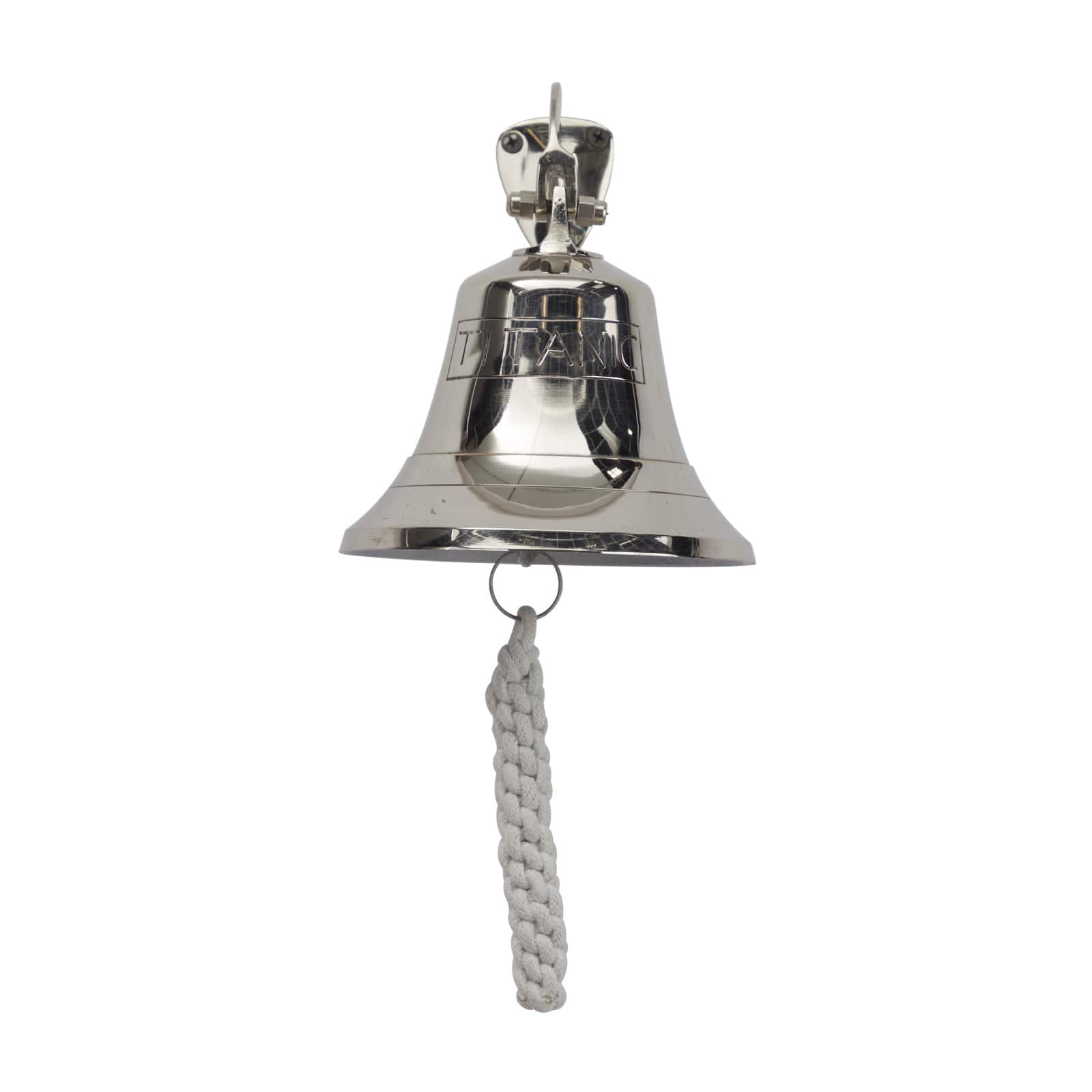 8" Silver Titanic Nautical Bell Wall Accent with Rope Pull