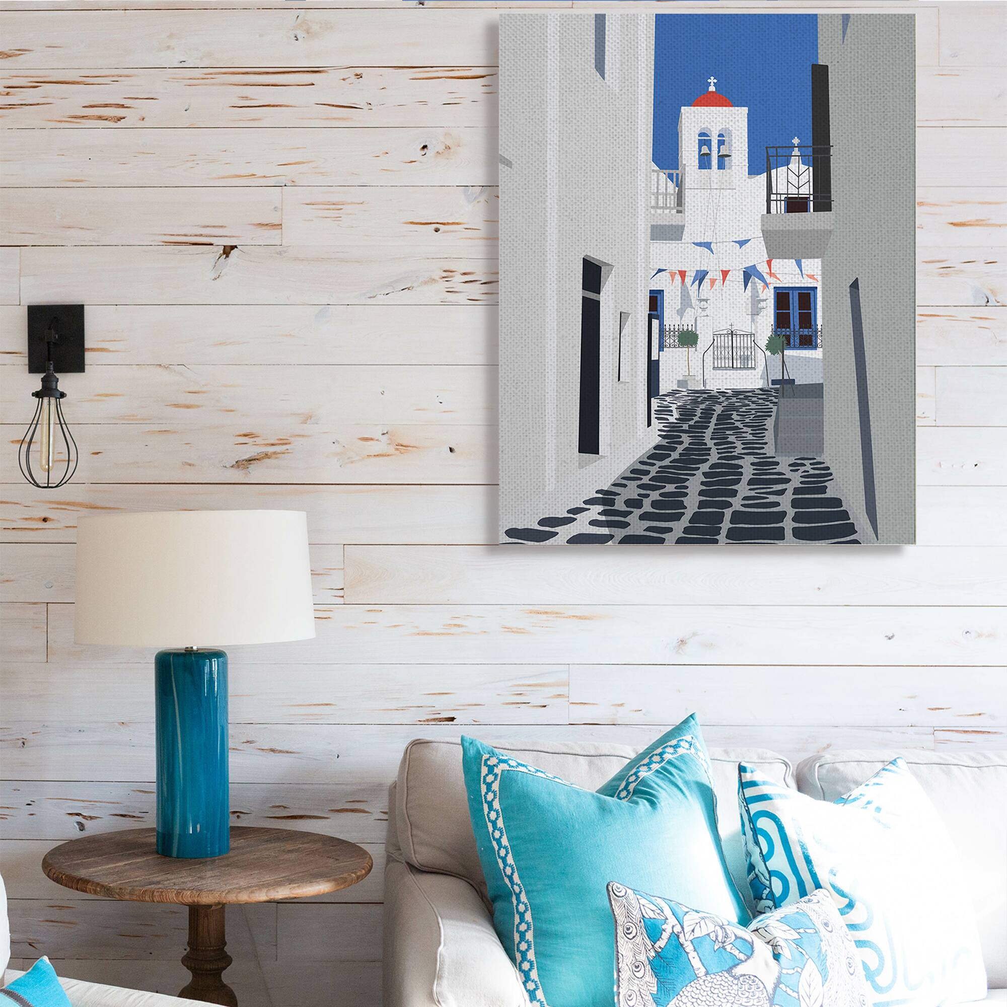 Stupell Industries European Coastal City Street Canvas Wall Art