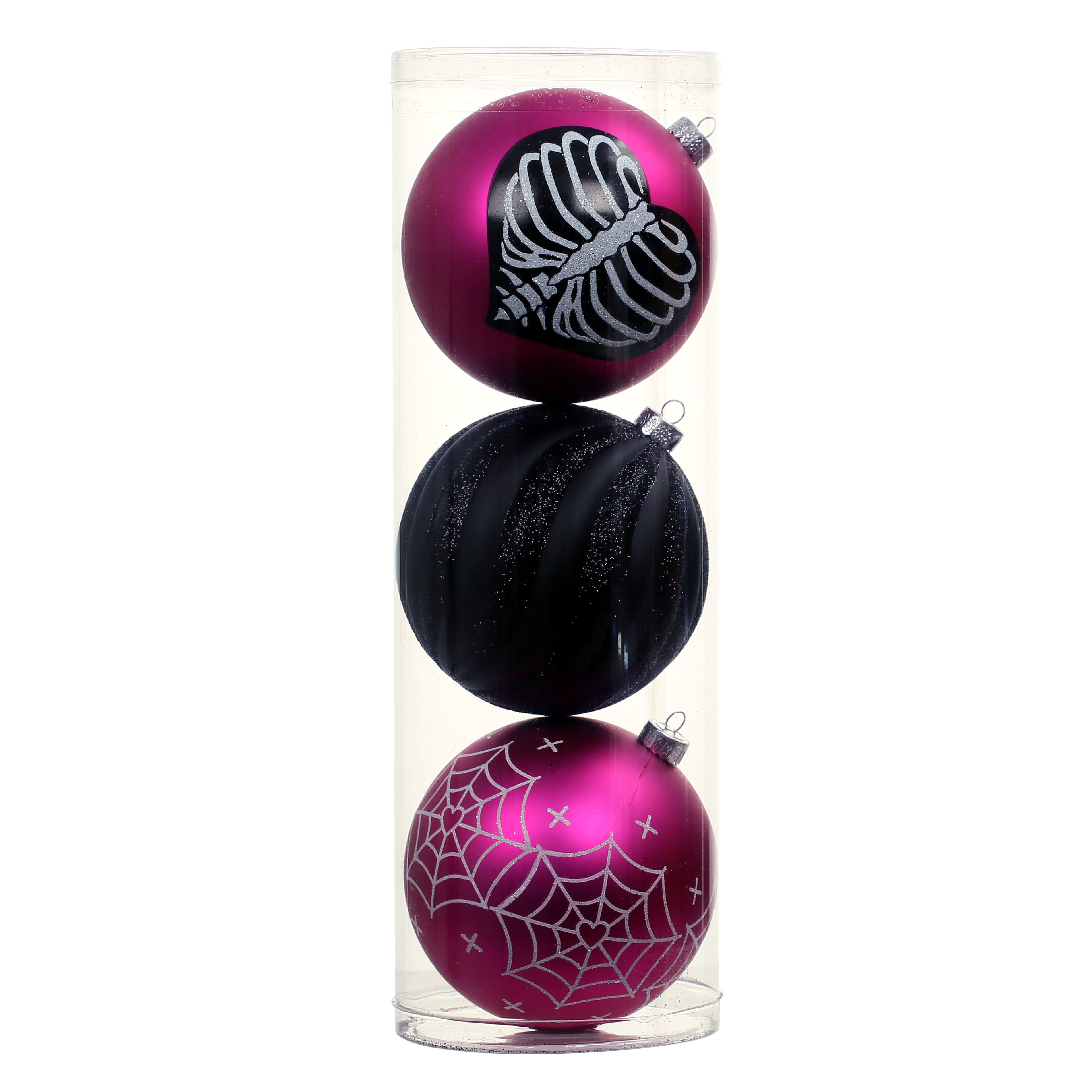 4.75" Black & Pink Plastic Ball Ornament Set by Ashland®