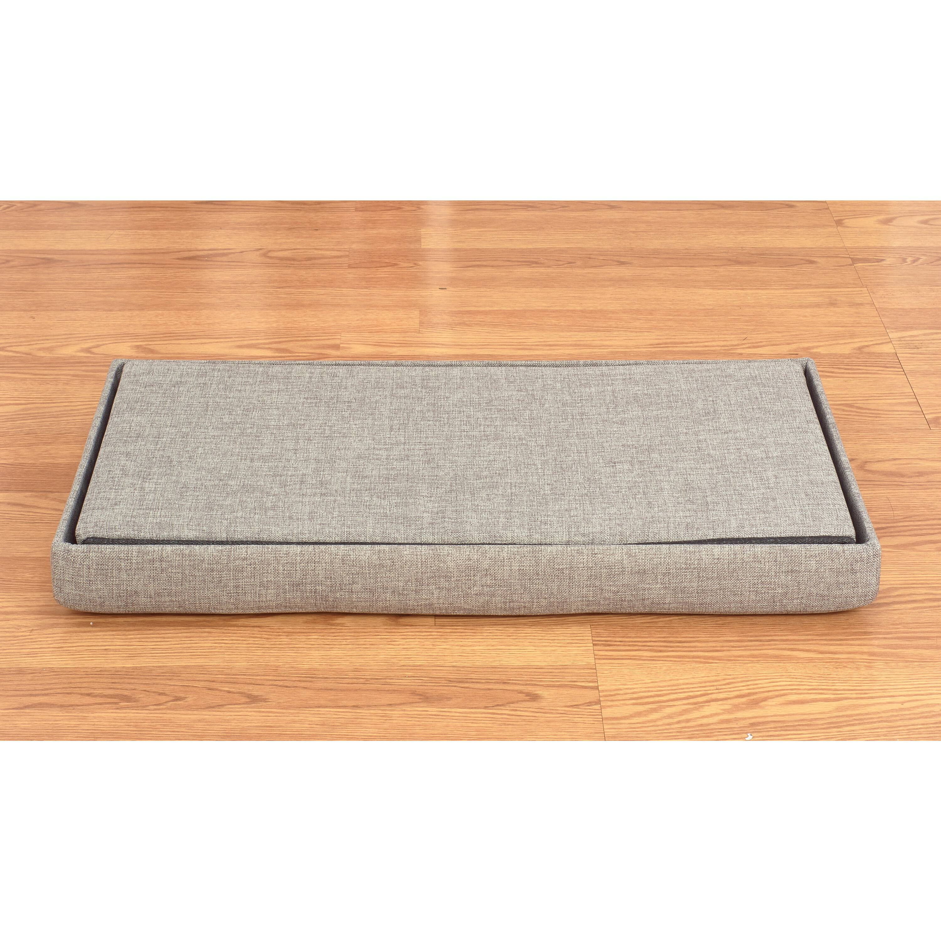 Simplify 30" Faux Linen Double Folding Storage Ottoman