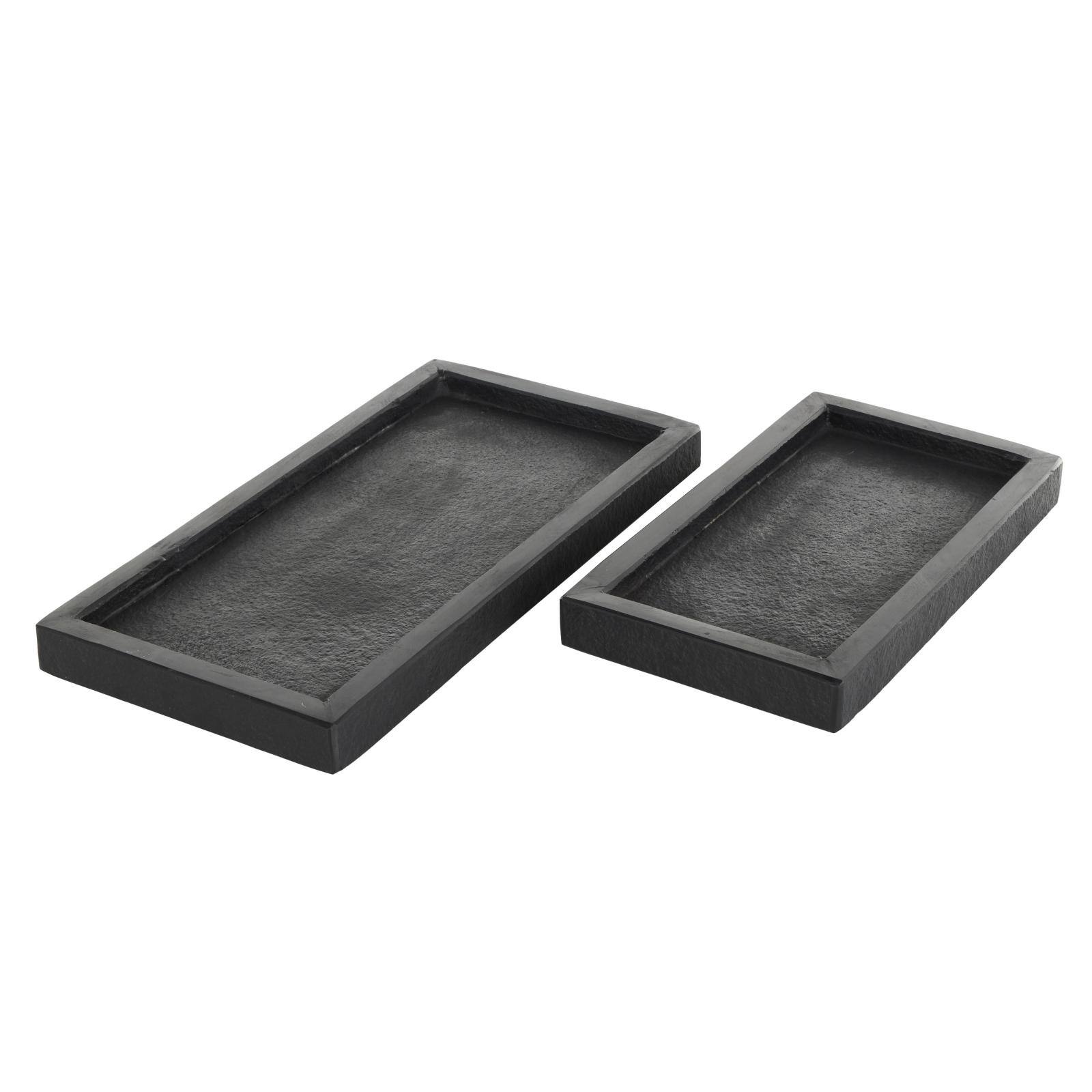 Black Marble Minimalistic Slim Textured Trays, 2ct.