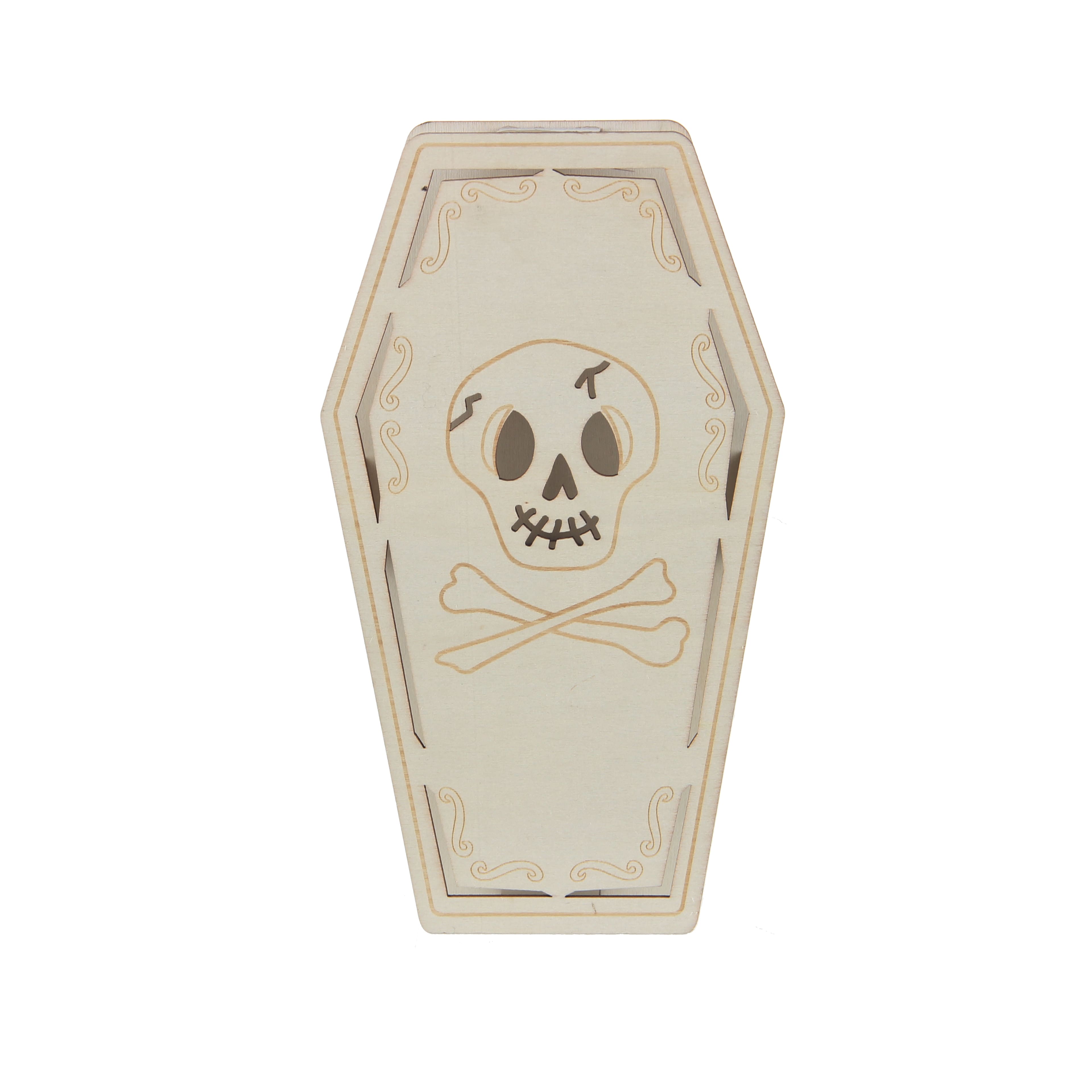 7.75&#x22; DIY Coffin LED Wood D&#xE9;cor by Make Market&#xAE;