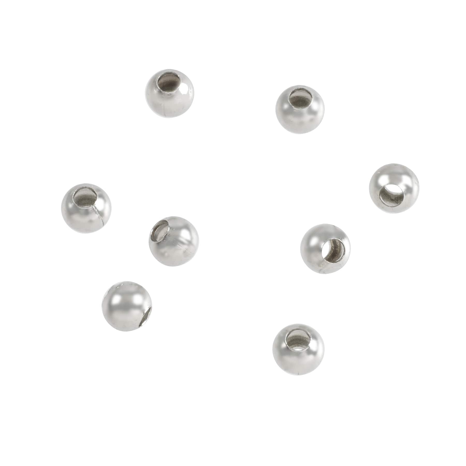 12 Packs: 200 ct. (2,400 total) Premium Metals 3mm Rhodium Spacer Beads by Bead Landing™
