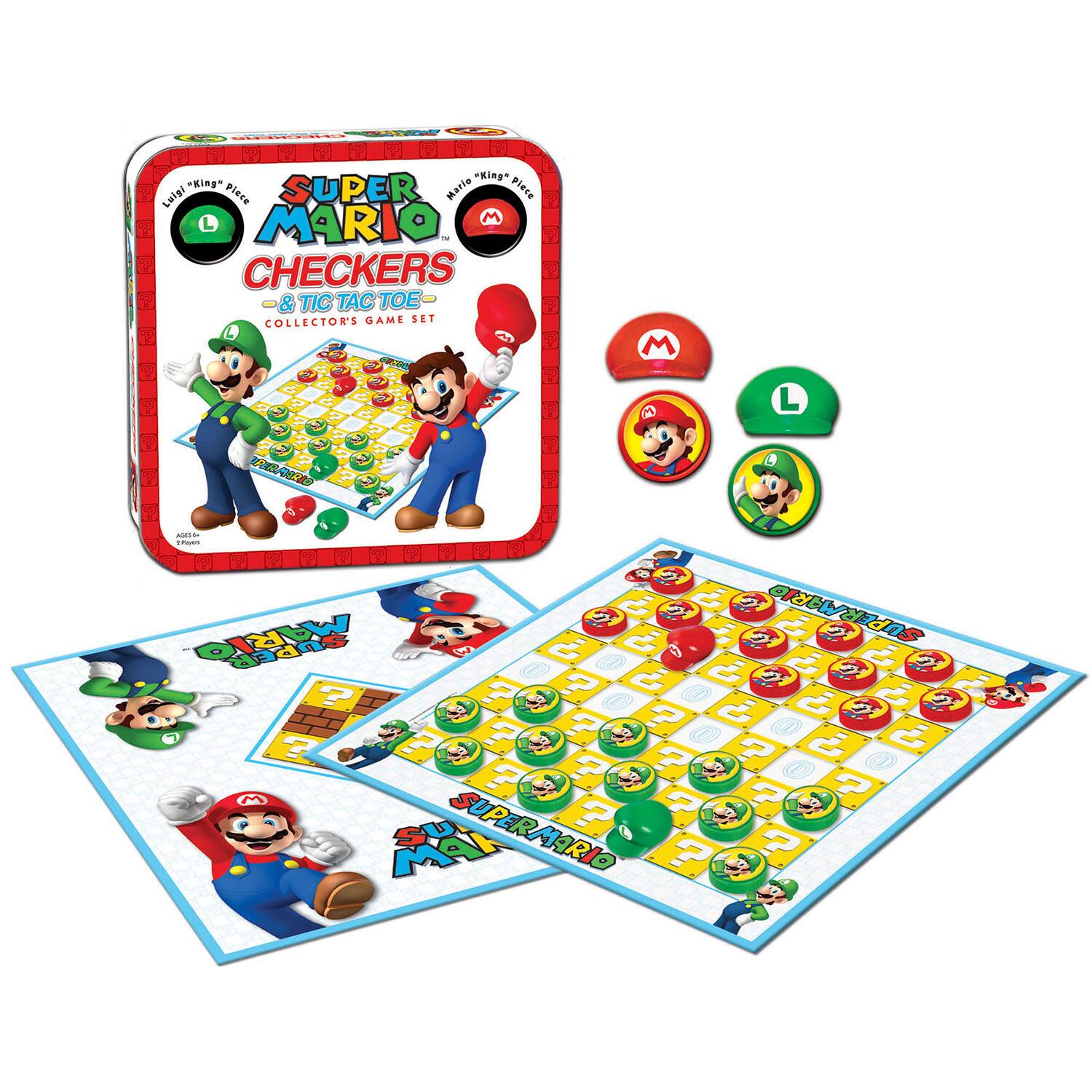 USAopoly&#x2122; Super Mario&#x2122; Checkers &#x26; Tic Tac Toe Collector&#x27;s Game Set