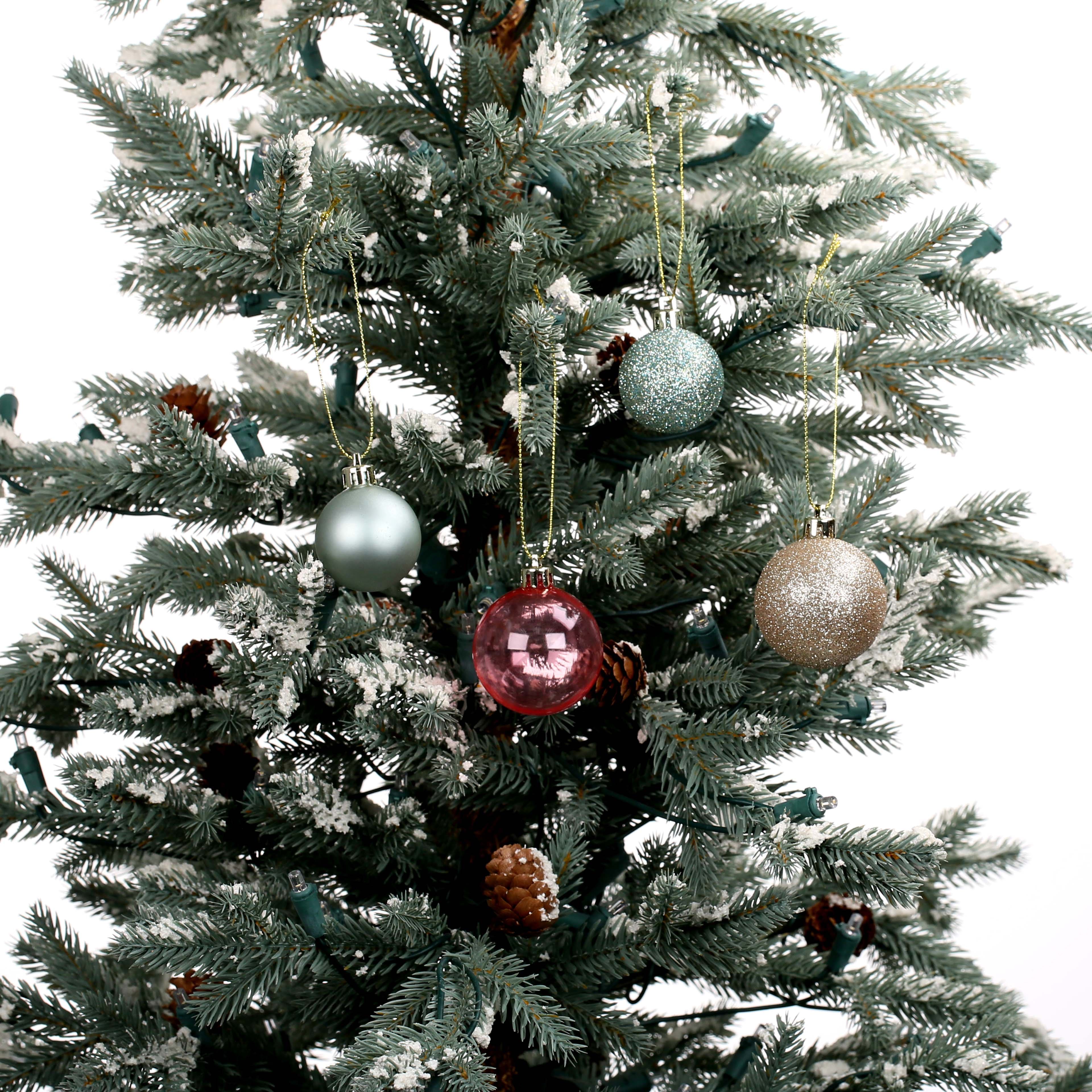 Ensemble de 100&#xA0;boules de No&#xEB;l incassables roses, vertes et dor&#xE9;es d&#x2019;Ashland