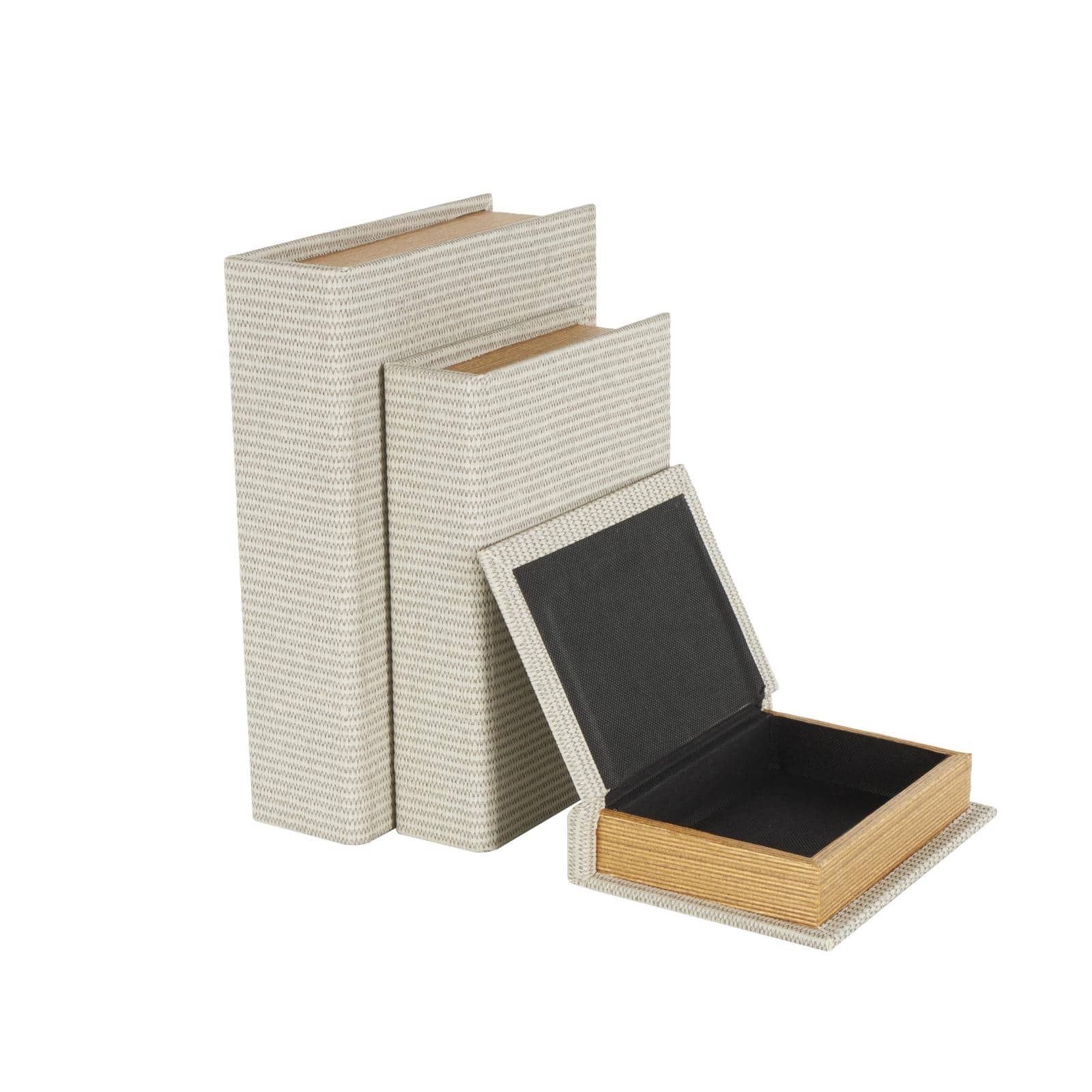 Faux Leather Geometric Woven Grid Book Storage Box Set