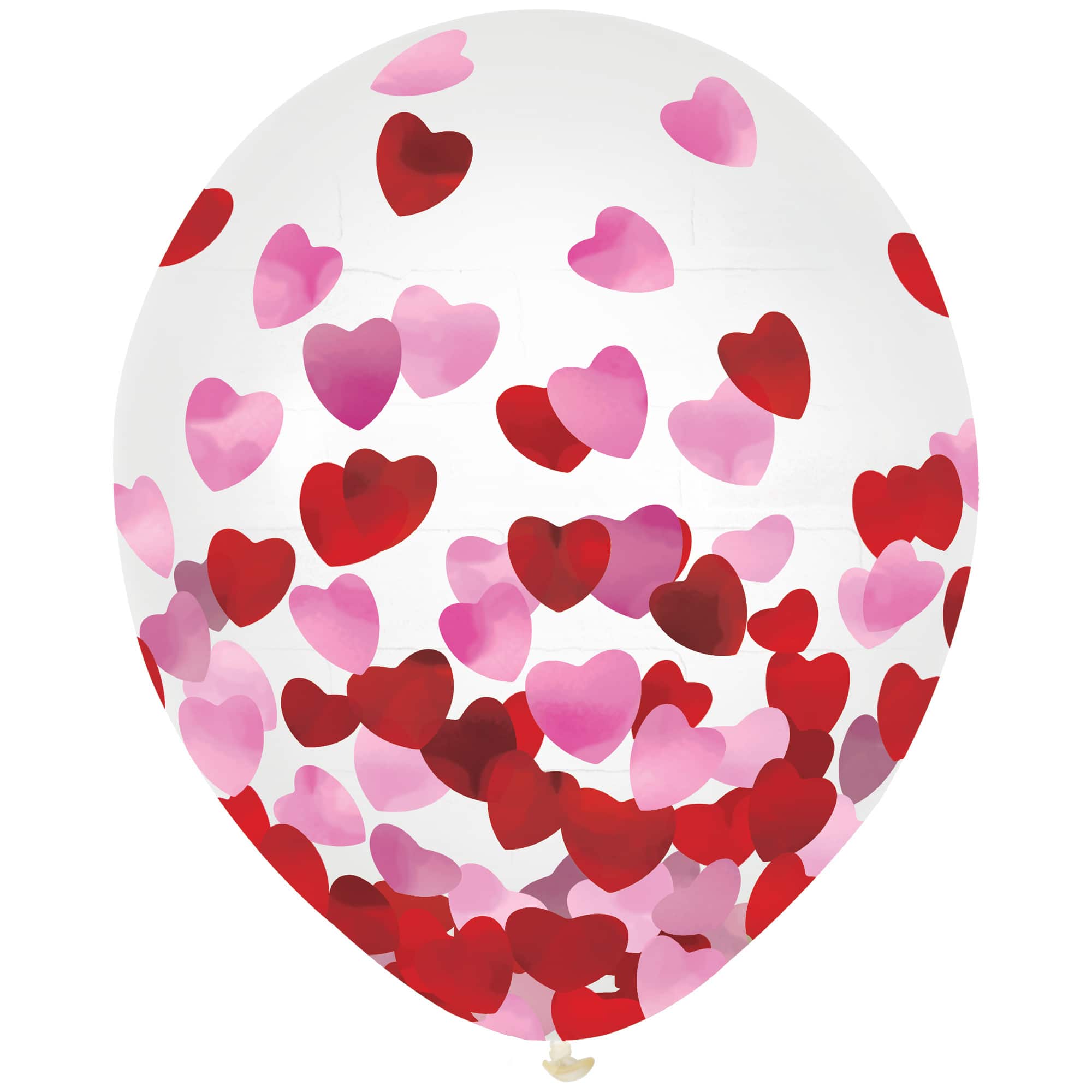 12&#x22; Metallic Pink &#x26; Red Heart Confetti Latex Balloons, 18ct.