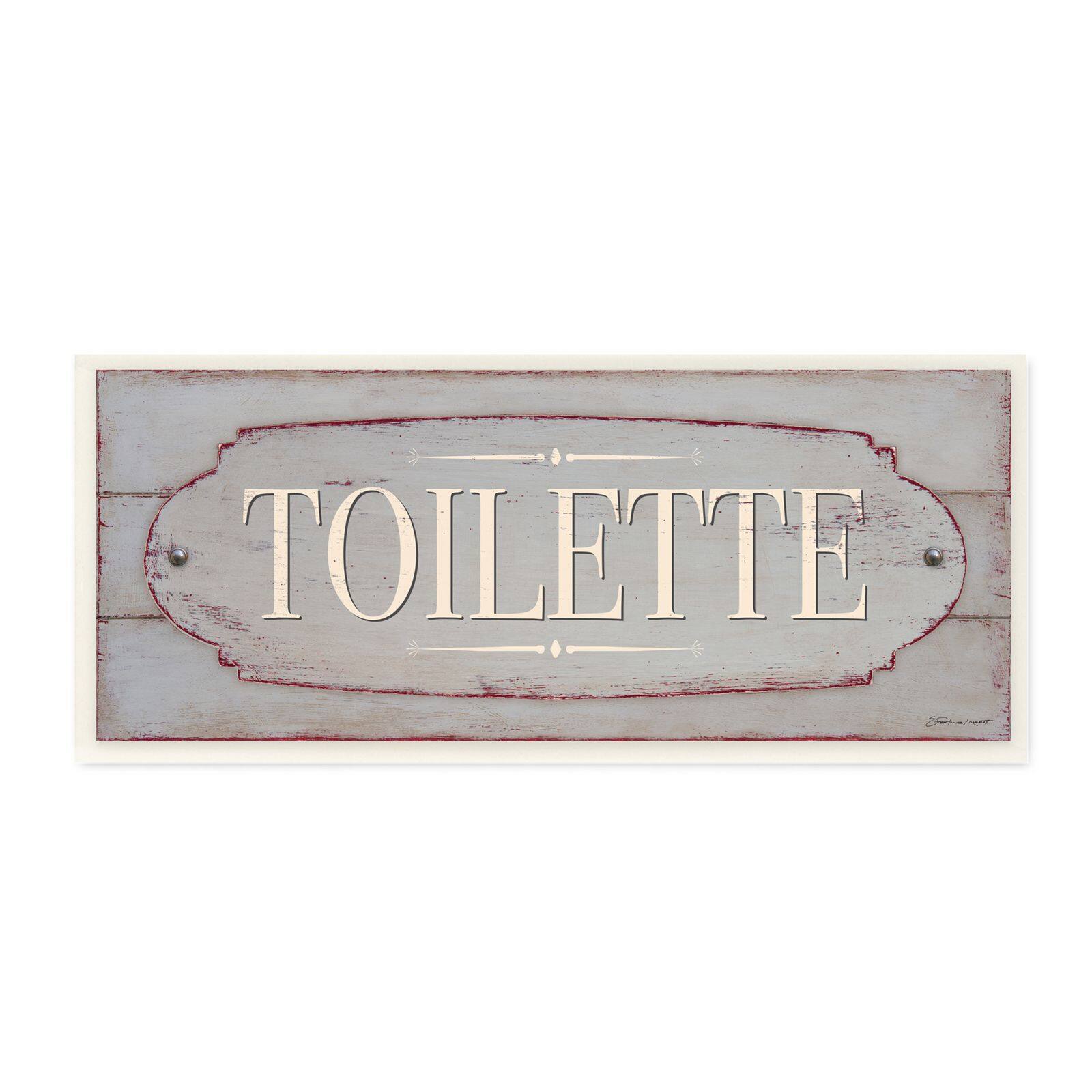 Stupell Industries Rustic Toilette Sign French Farmhouse Traditional Grain Pattern,7&#x22; x 17&#x22;