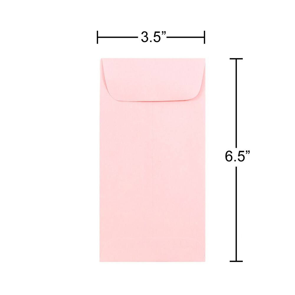 JAM Paper 3.5" x 6.5"  Baby Pink Pastel Coin Business Envelopes, 50ct.