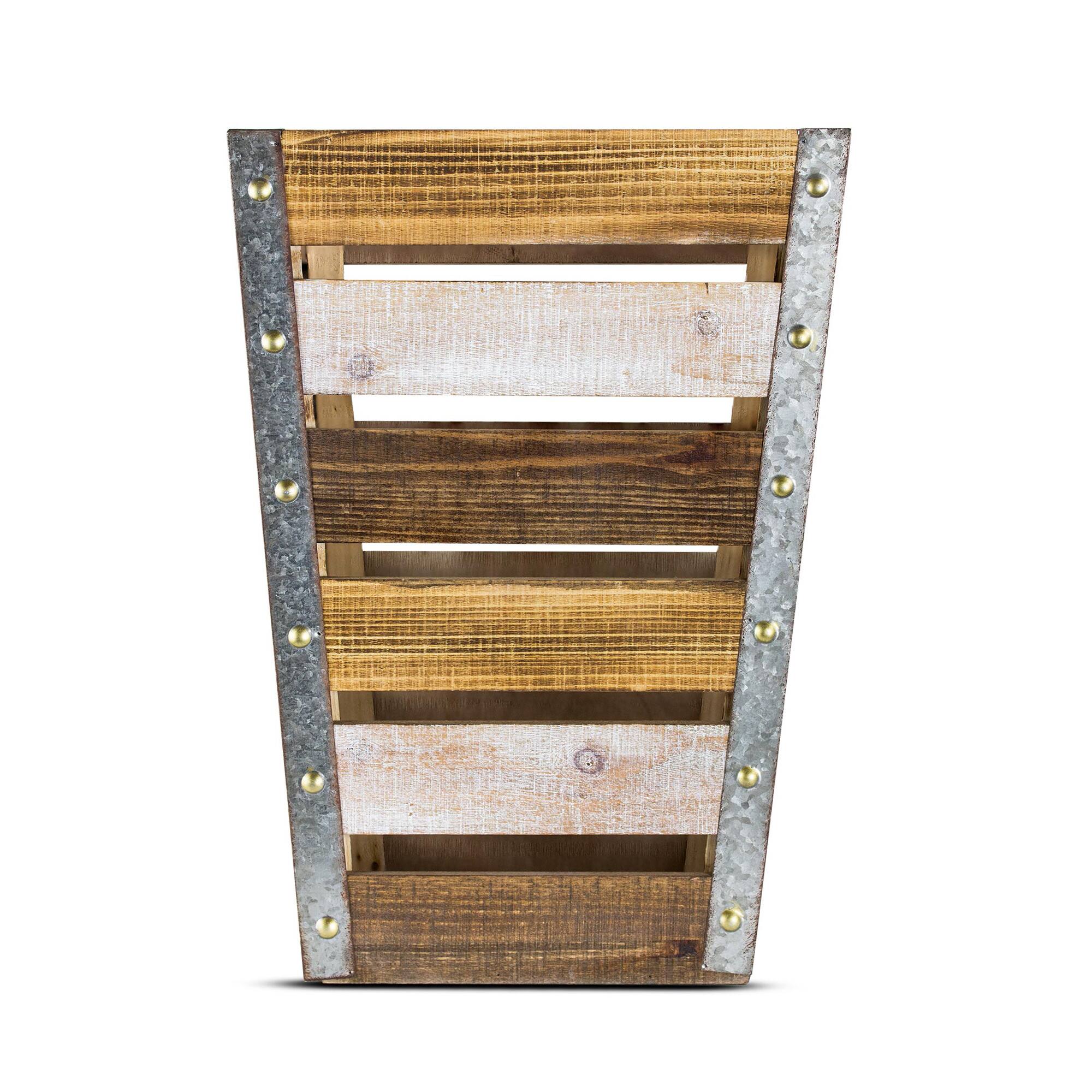 17.5&#x22; Wood &#x26; Metal Storage Crate