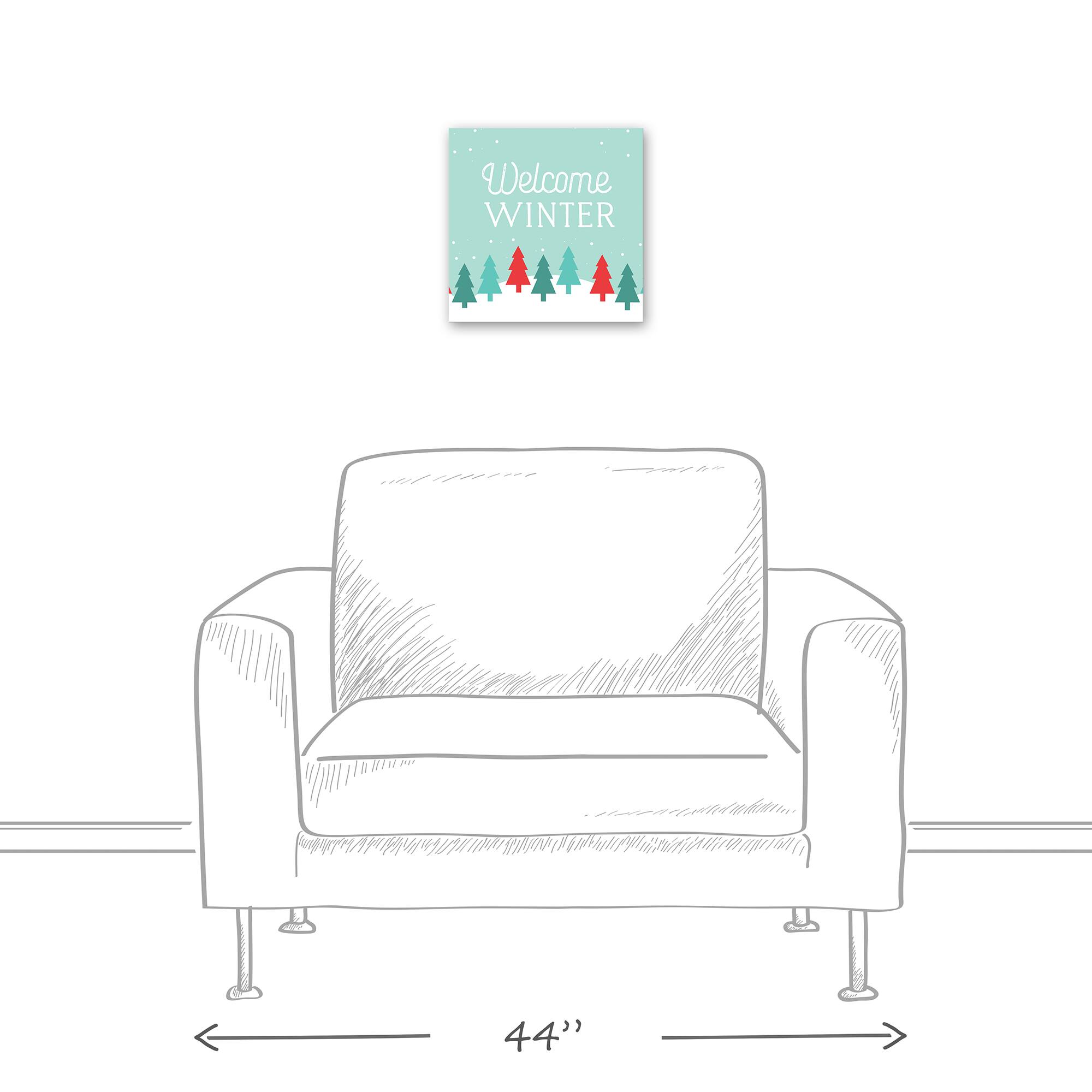 Welcome Winter Retro Forest 12x12 Canvas Wall Art