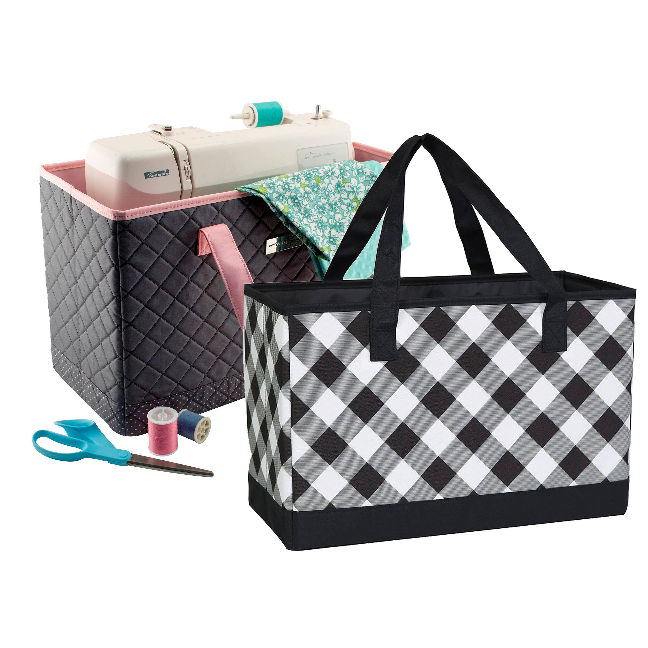 Everything Mary Black & White Check Collapsible Tote
