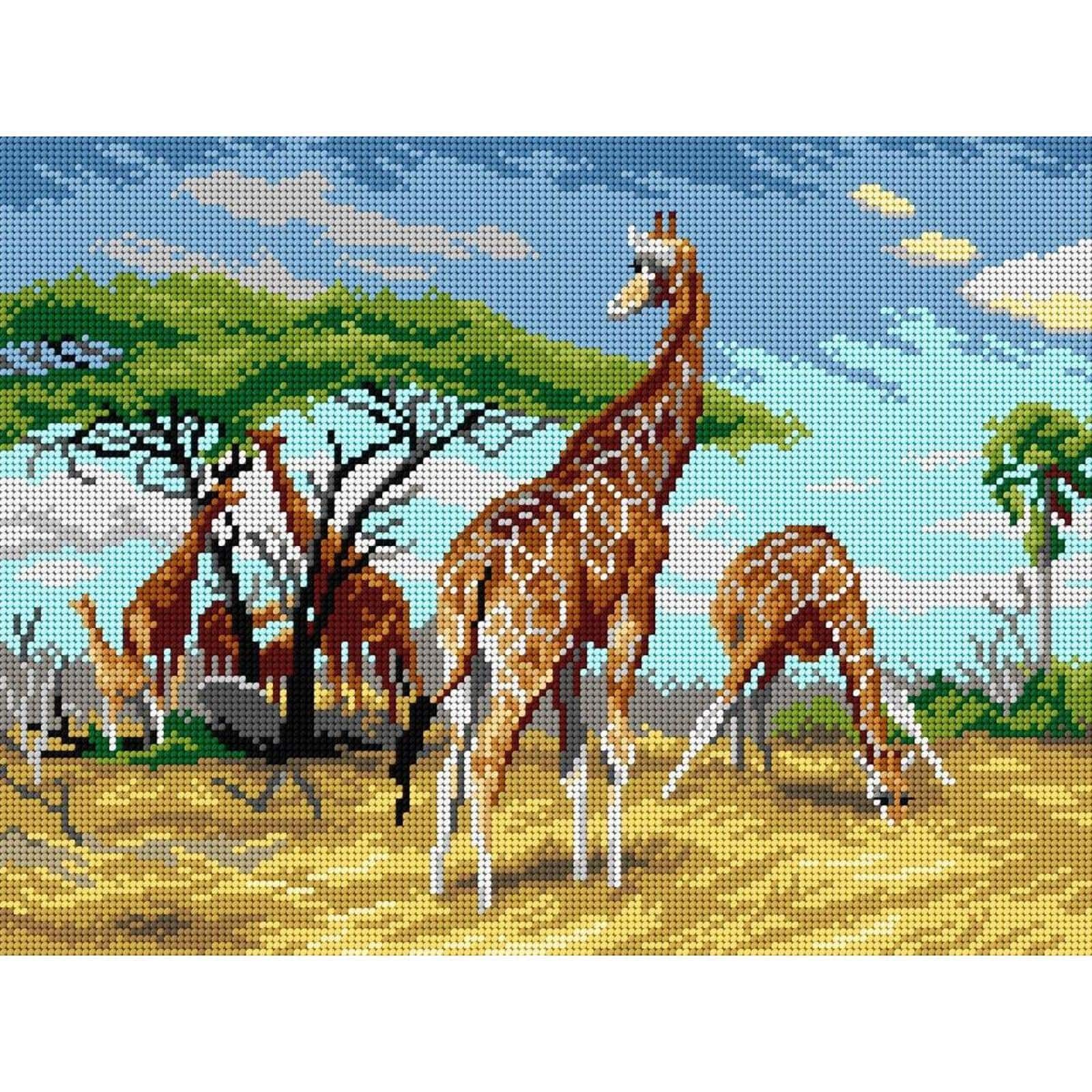 Orchidea Gobelin Friedrich Wilhelm Kuhnert - Giraffes (fragment) Halfstitch Canvas