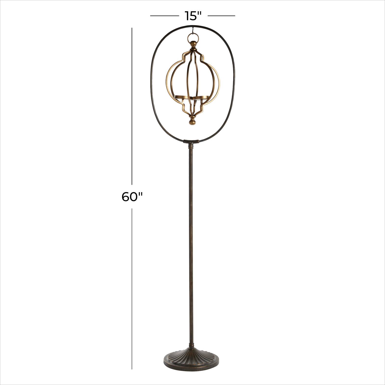 Black Metal Eclectic Candle Holder Lantern, 60&#x22; x 15&#x22; x 12&#x22;