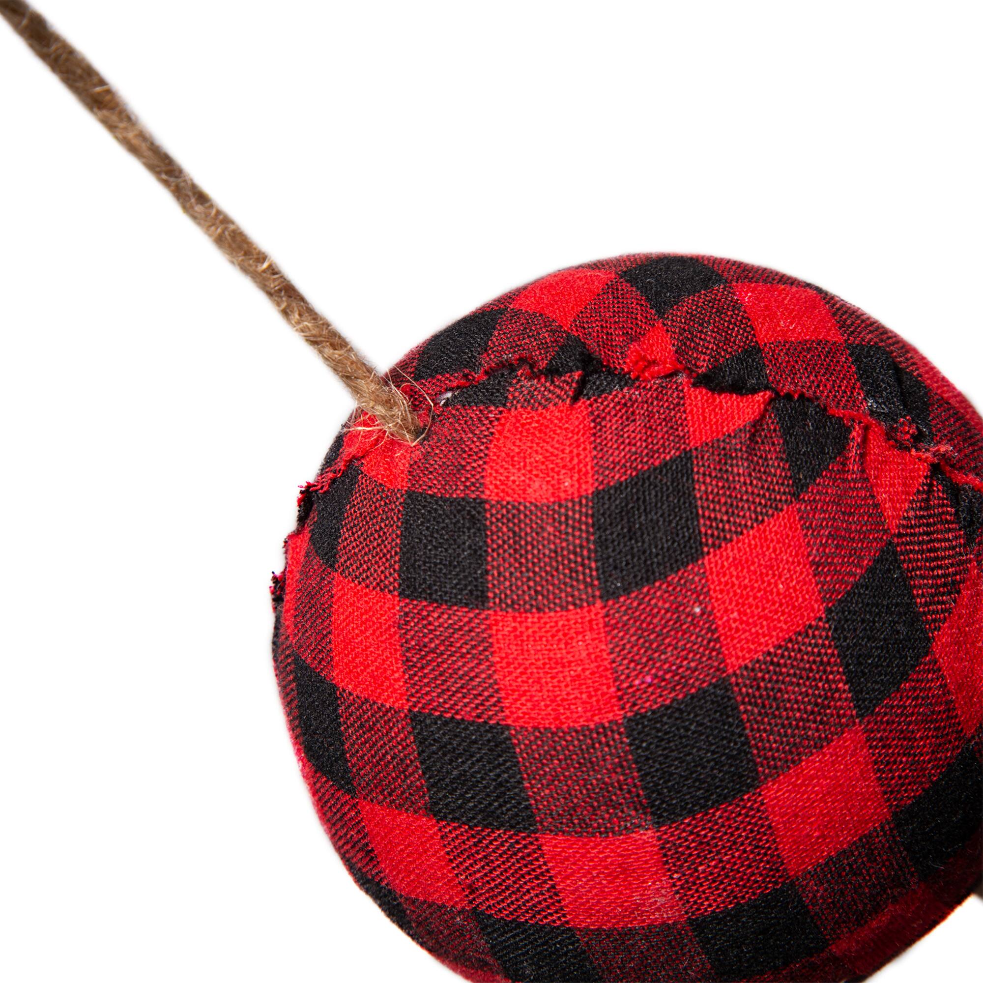 Glitzhome® 6ft. Red & Black Plaid Fabric Garland Set