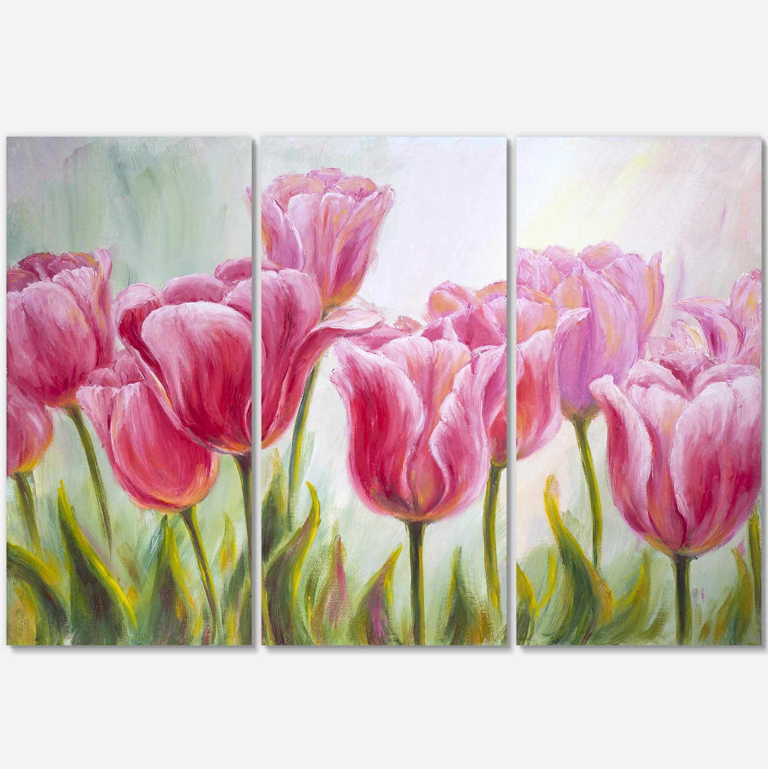 Designart - Tulips in a Row - Floral Art Canvas Print