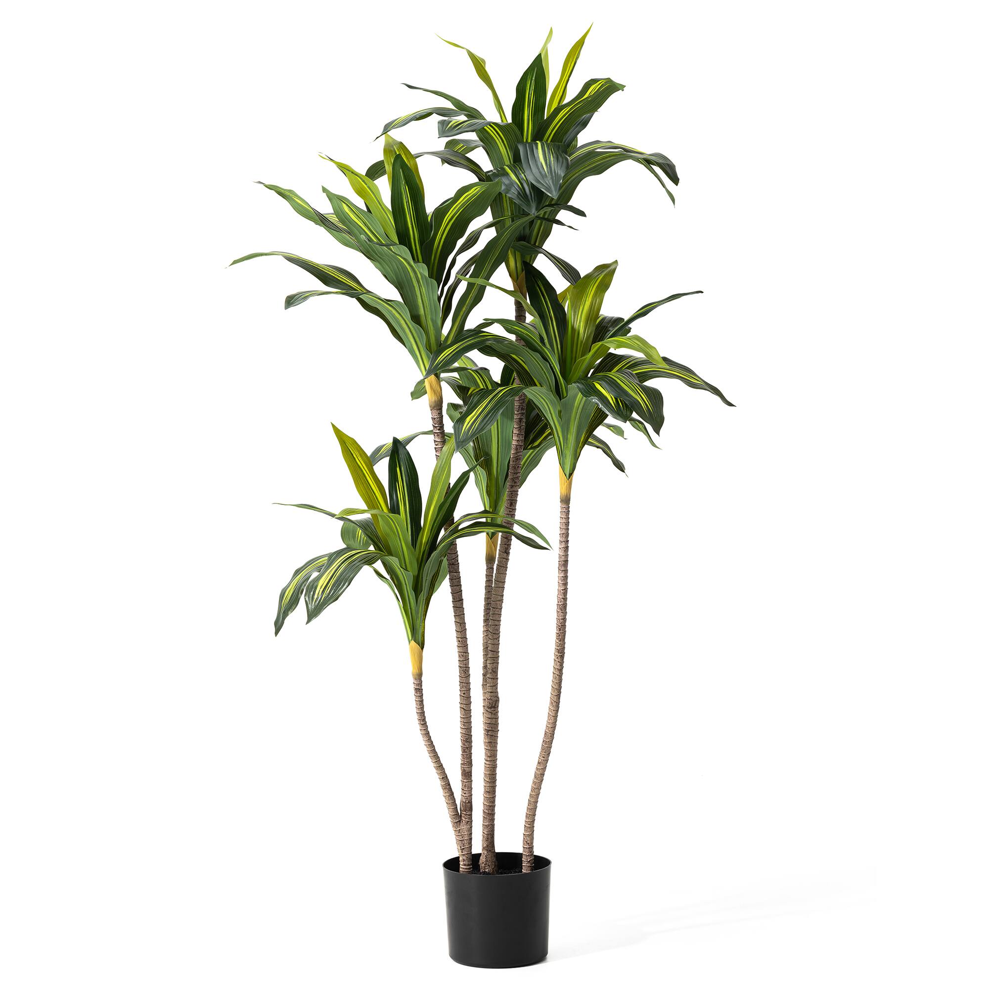 Glitzhome® 4.5ft. Faux Dracaena Fragrans Plant in Pot