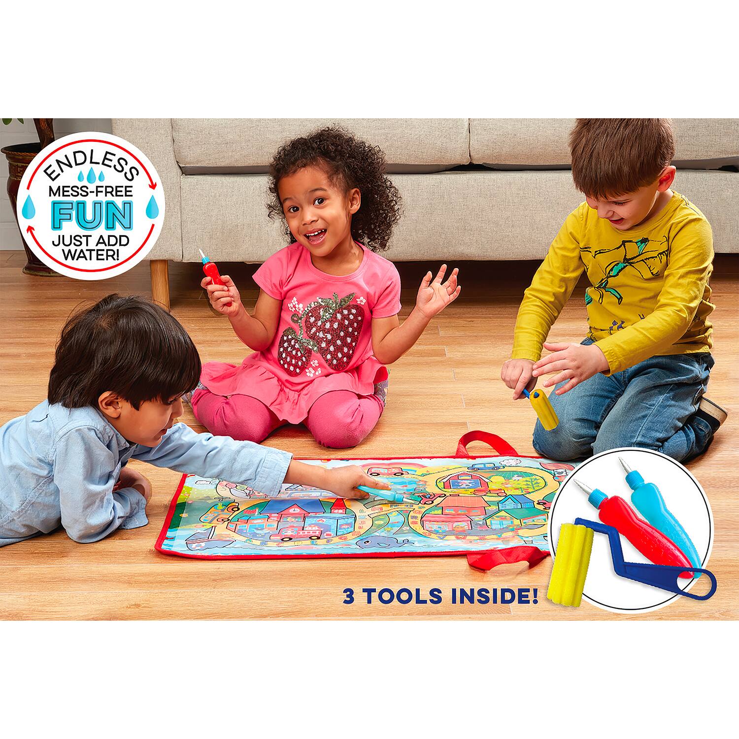 Bright Stripes Let&#x27;s Craft Busy Village Magic Reveal Discovery Mat