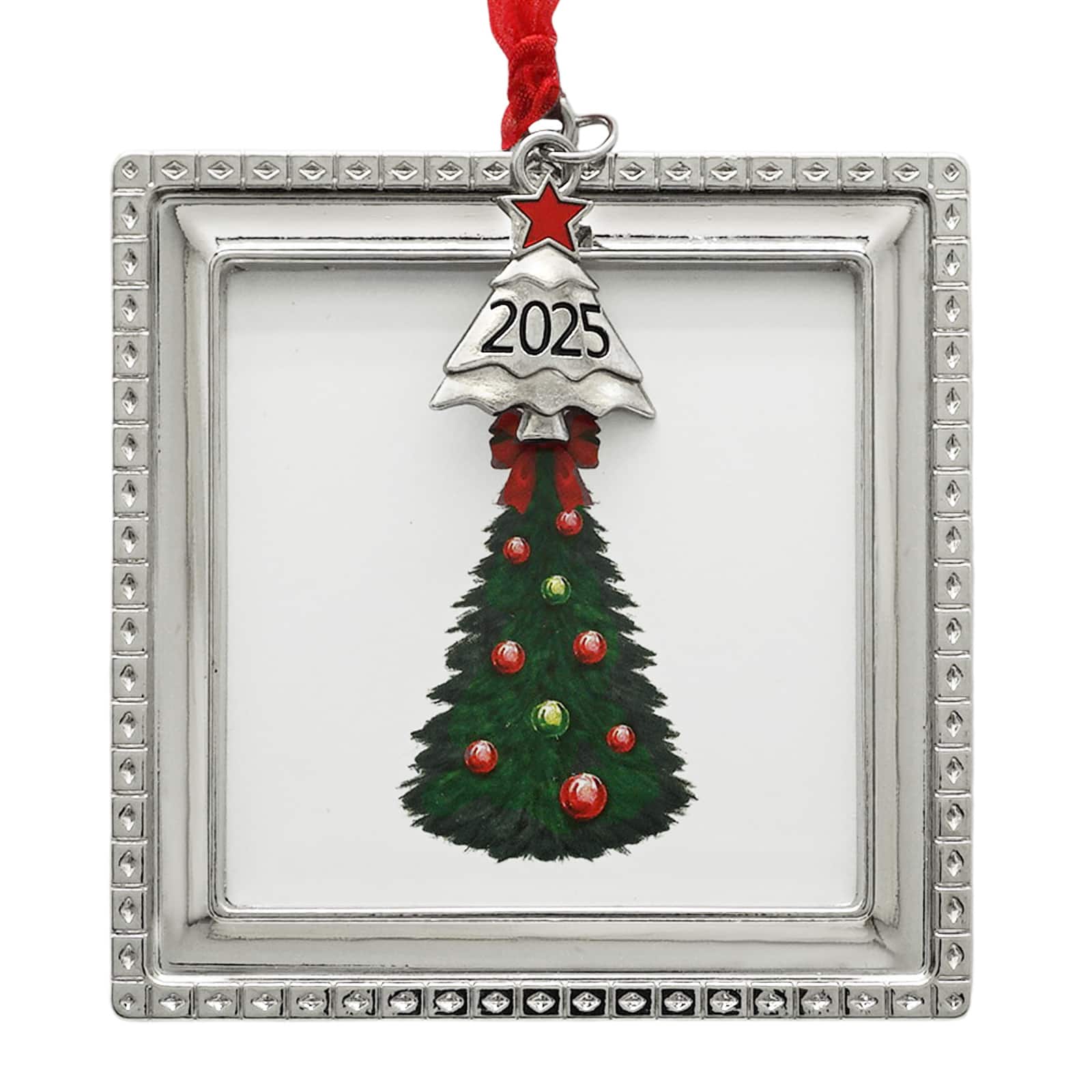 2.5&#x22; x 2.5&#x22; Silver Square 2025 Metal Ornament Frame by Studio D&#xE9;cor&#xAE;