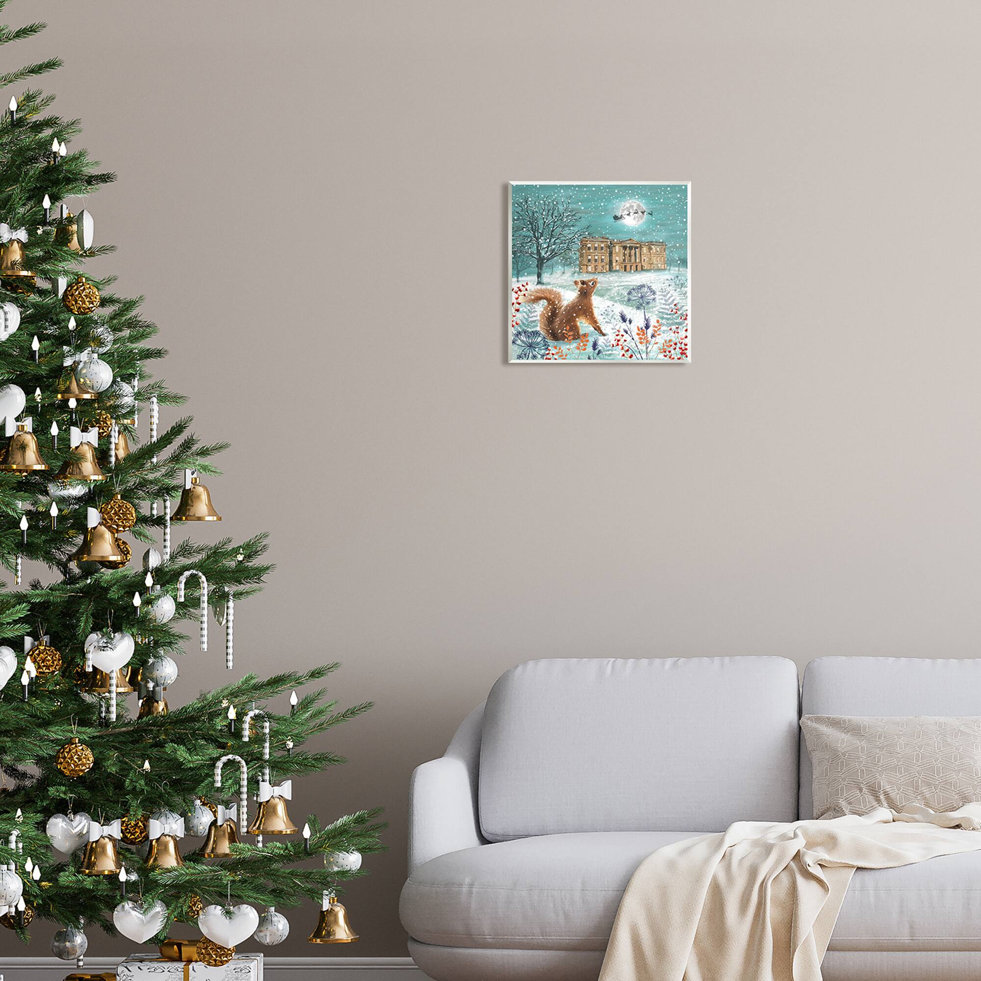 Stupell Industries Squirrel Watching Santa Claus Wall Art Plaque