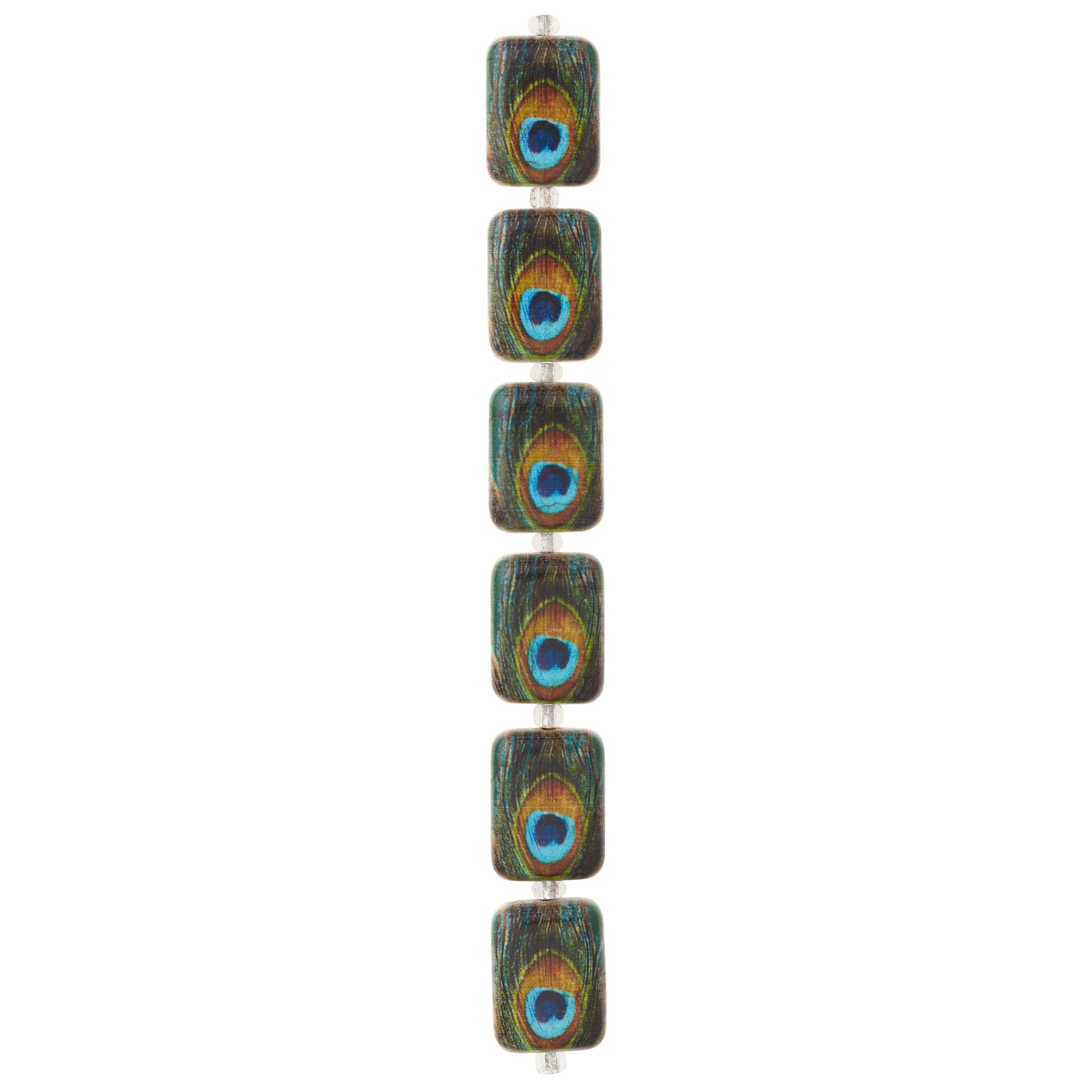 Reconstituted Stone Peacock Feather Rectangle Beads, 20mm by Bead Landing&#x2122;