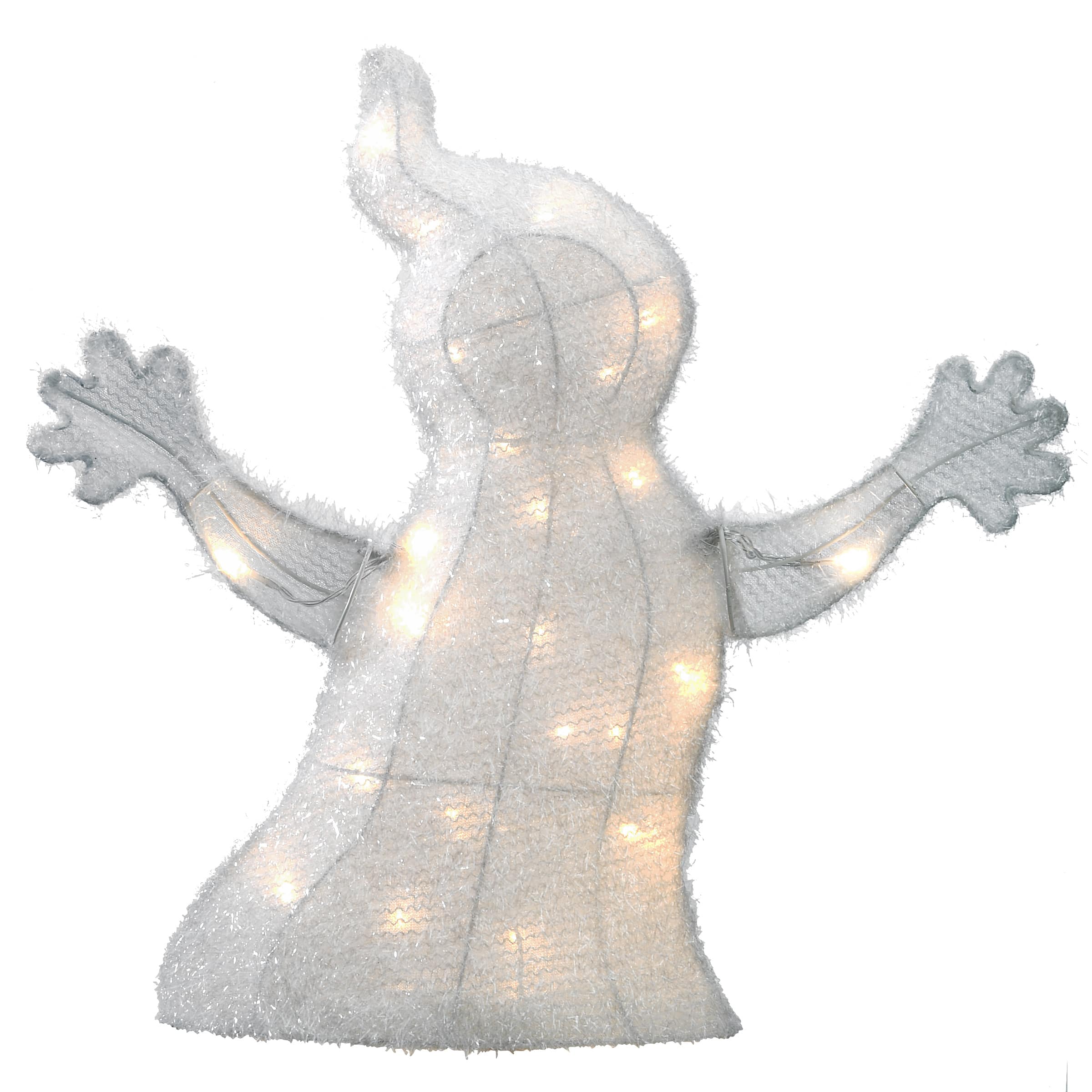 18&#x22; White LED Smiling Ghost Halloween Decor