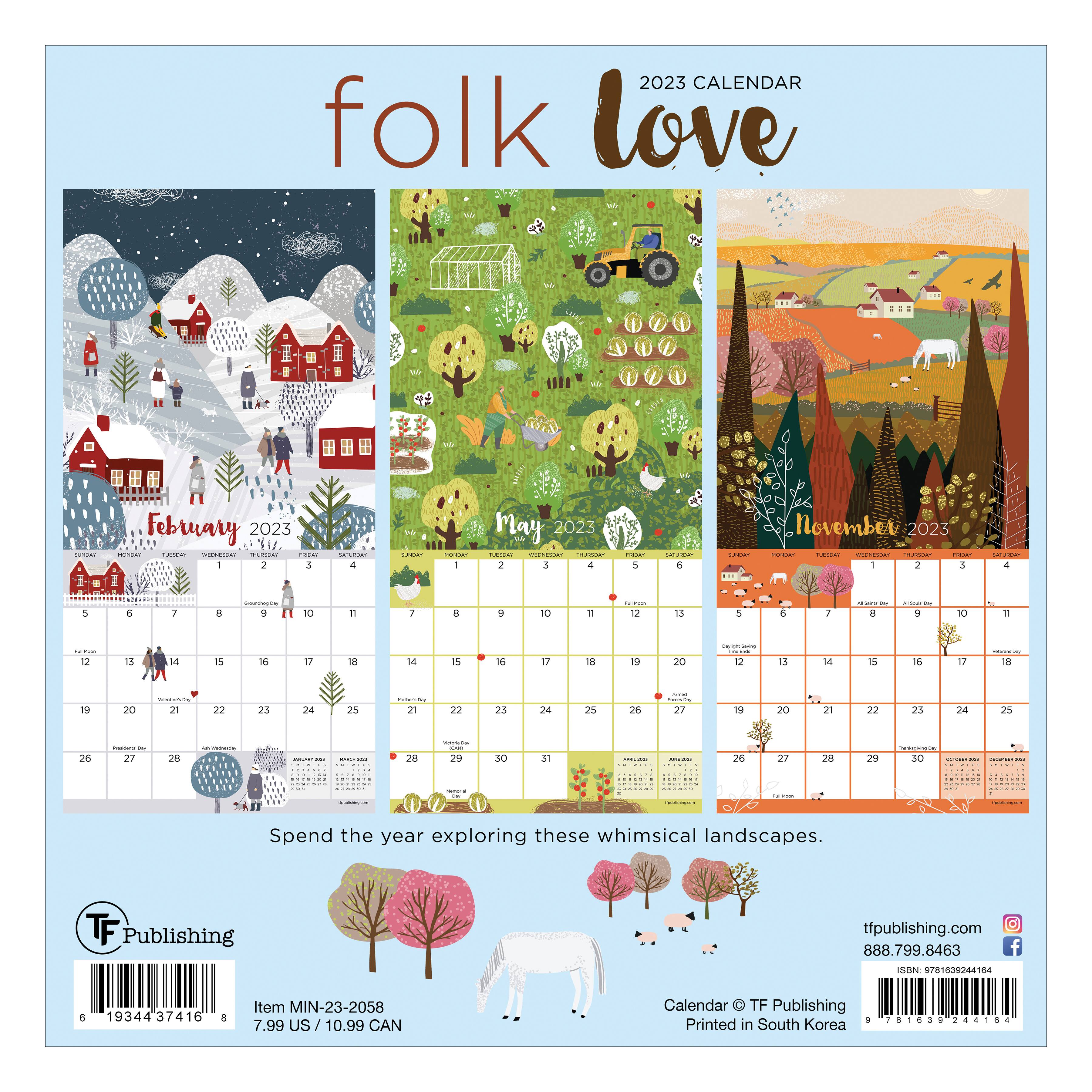 TF Publishing 2023 Folk Love Mini Calendar Michaels