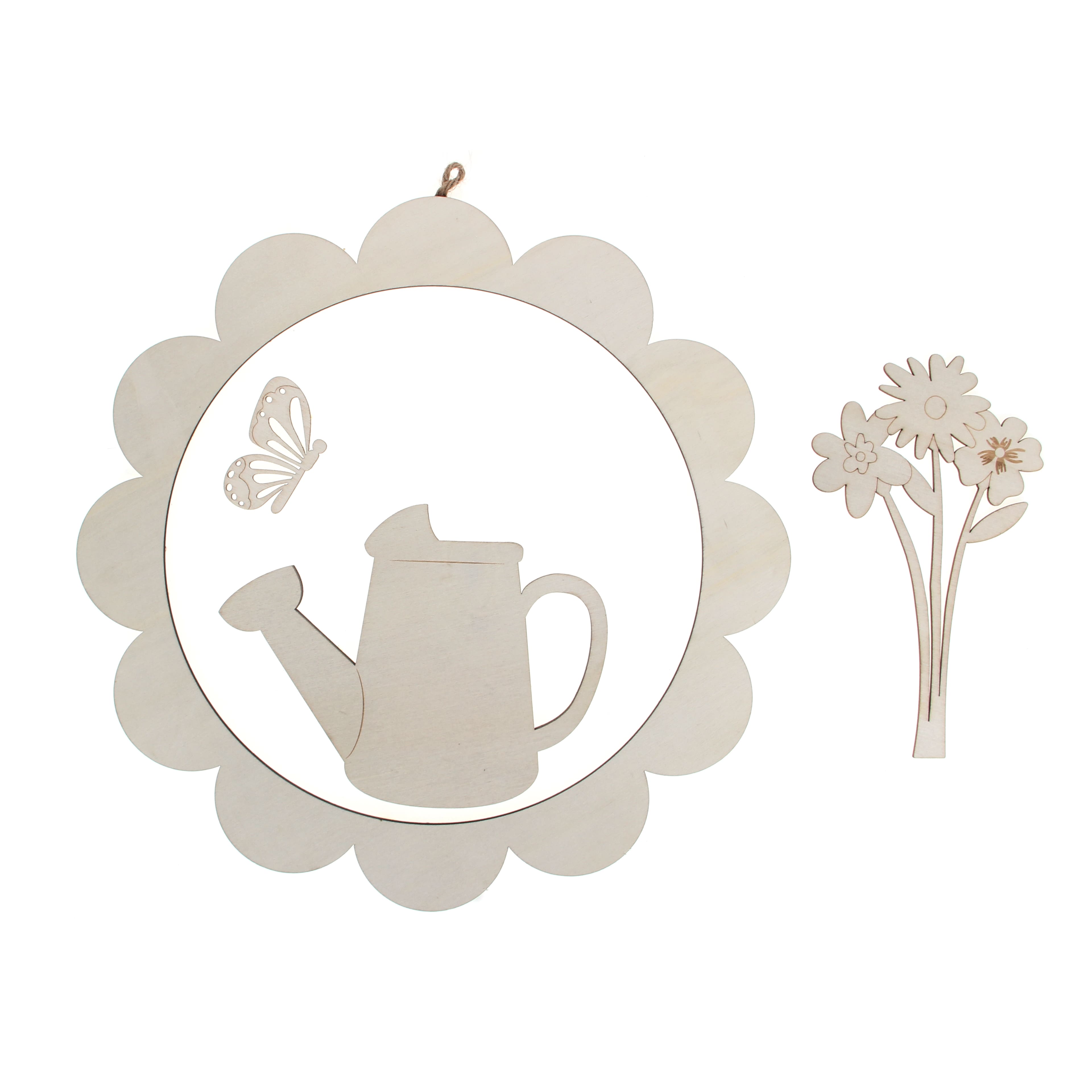 15&#x22; Watering Can Plaque with Scallop Edge DIY Plywood &#x26; Acrylic D&#xE9;cor by Make Market&#xAE;