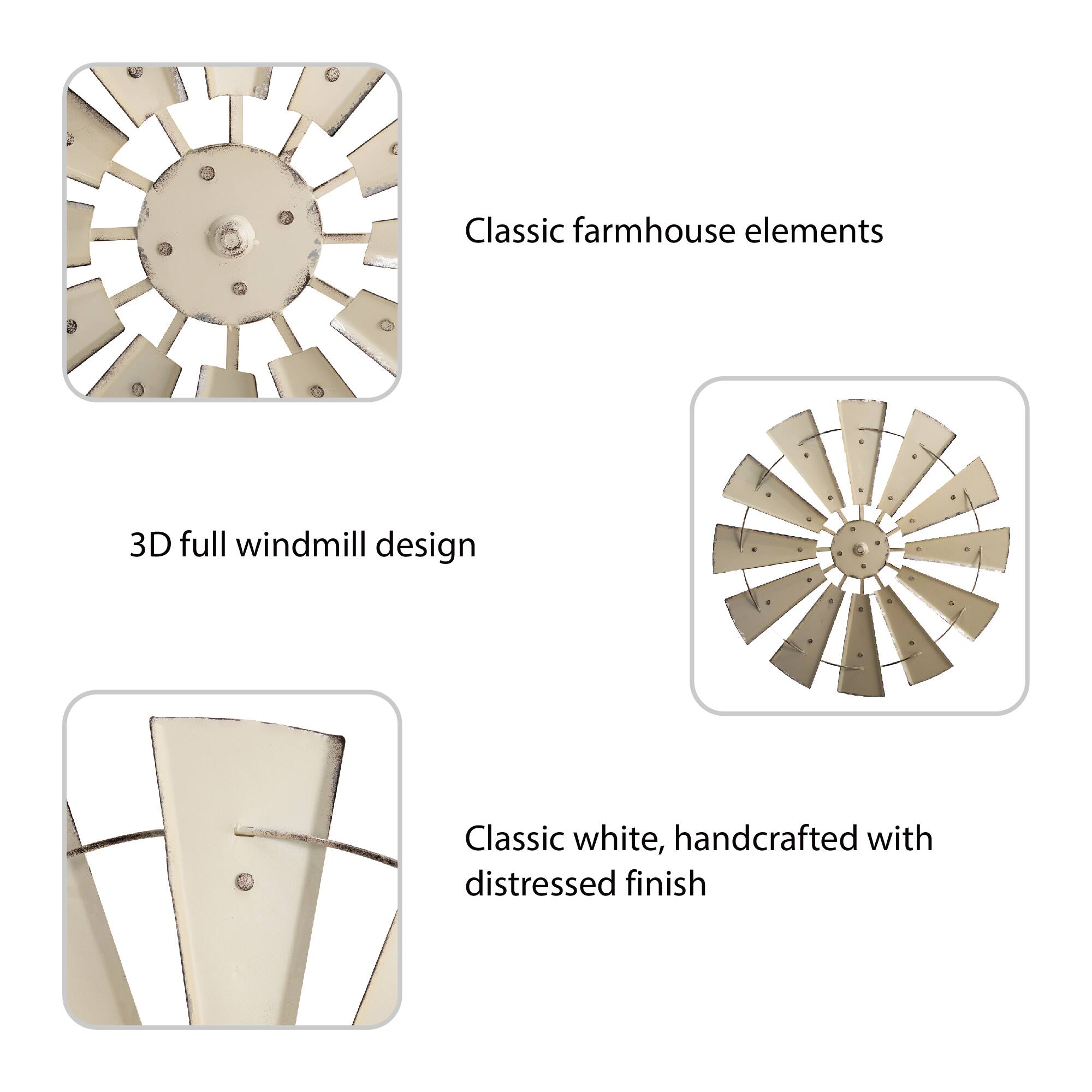 Glitzhome® 28.5" Beige Metal Wind Spinner Wall Décor