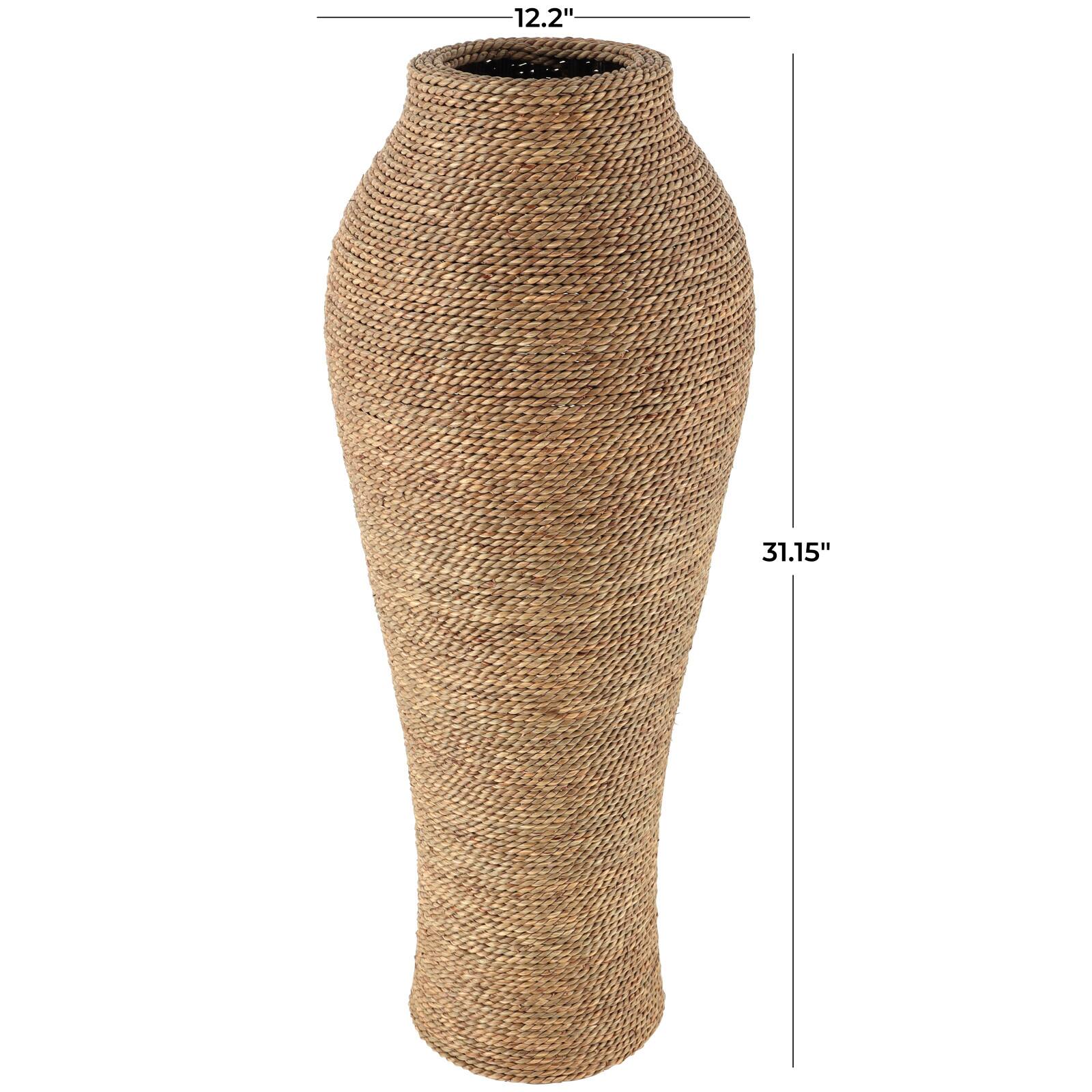 31" Natural Brown Seagrass Wrapped Vase