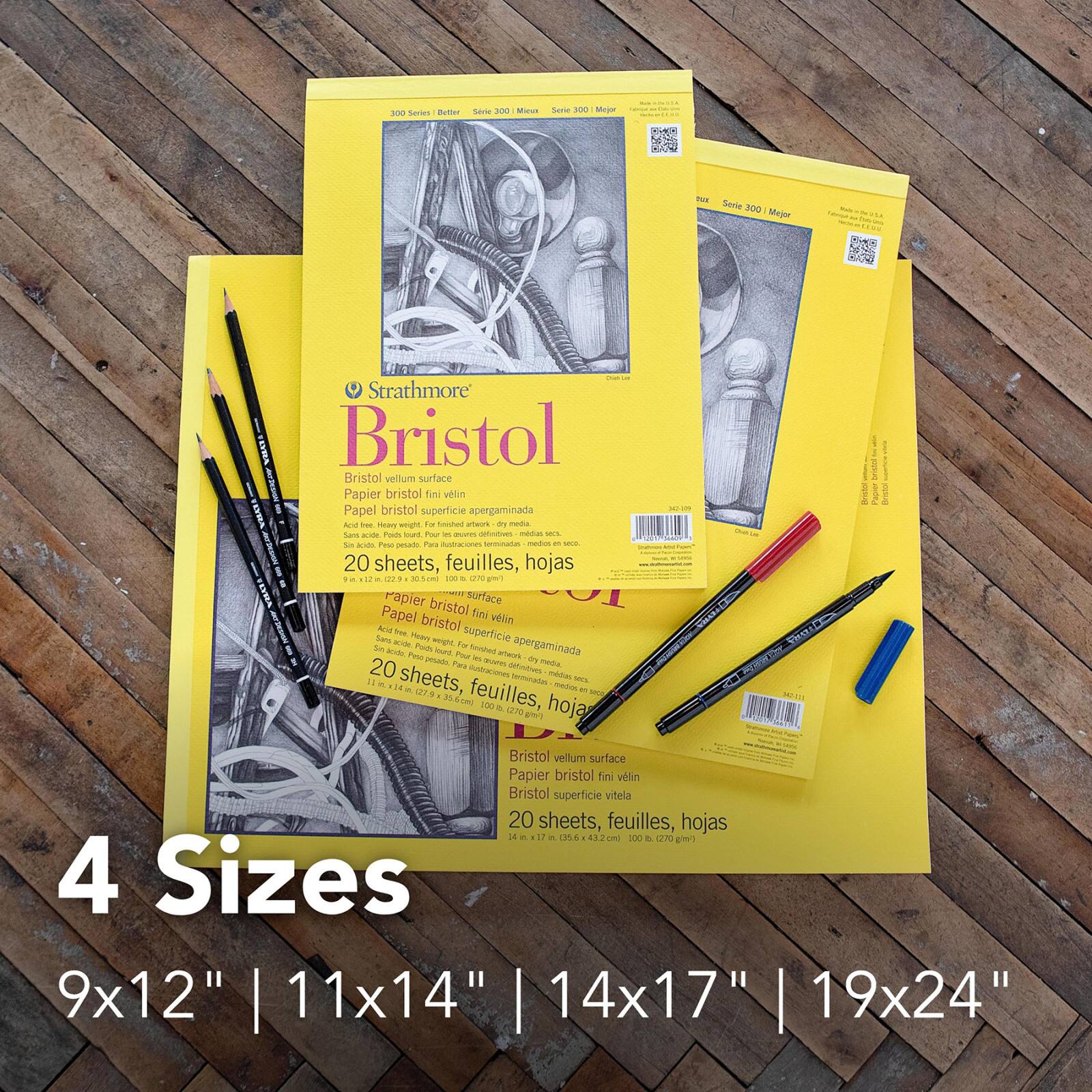 Strathmore Bristol Paper Pad, 300 Series, Tape-Bound, 20 Sheets, Vellum, 9&#x22; x 12&#x22;