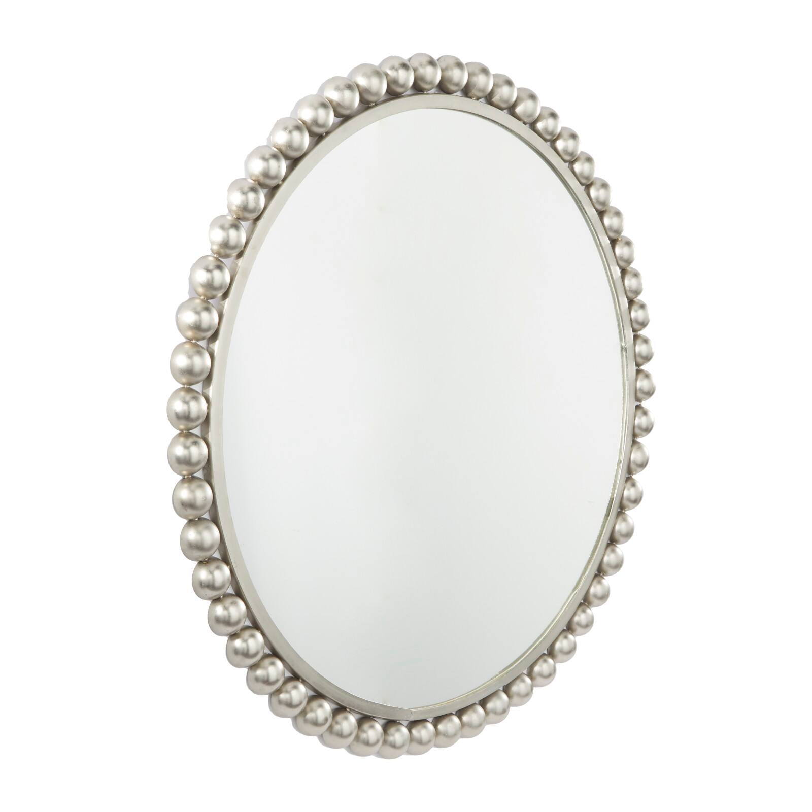 CosmoLiving by Cosmopolitan Silver Metal Wall Mirror with Bead Detailing 36&#x22; x 1&#x22; x 36&#x22;