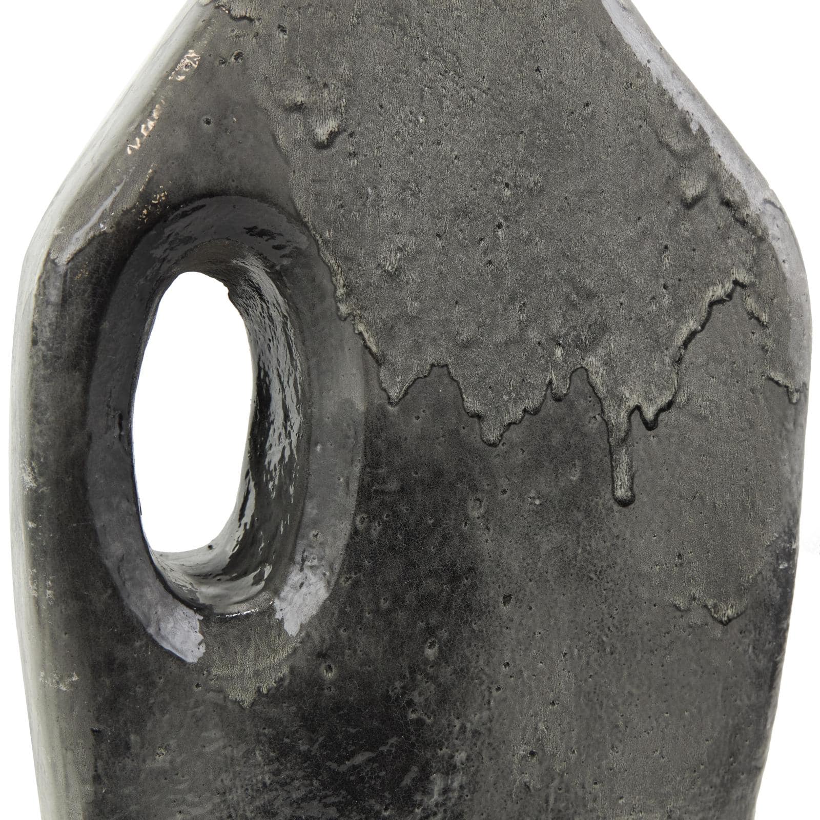 Gray Paper Mache Marble Inspired Decorative Vase with Cutout Handle