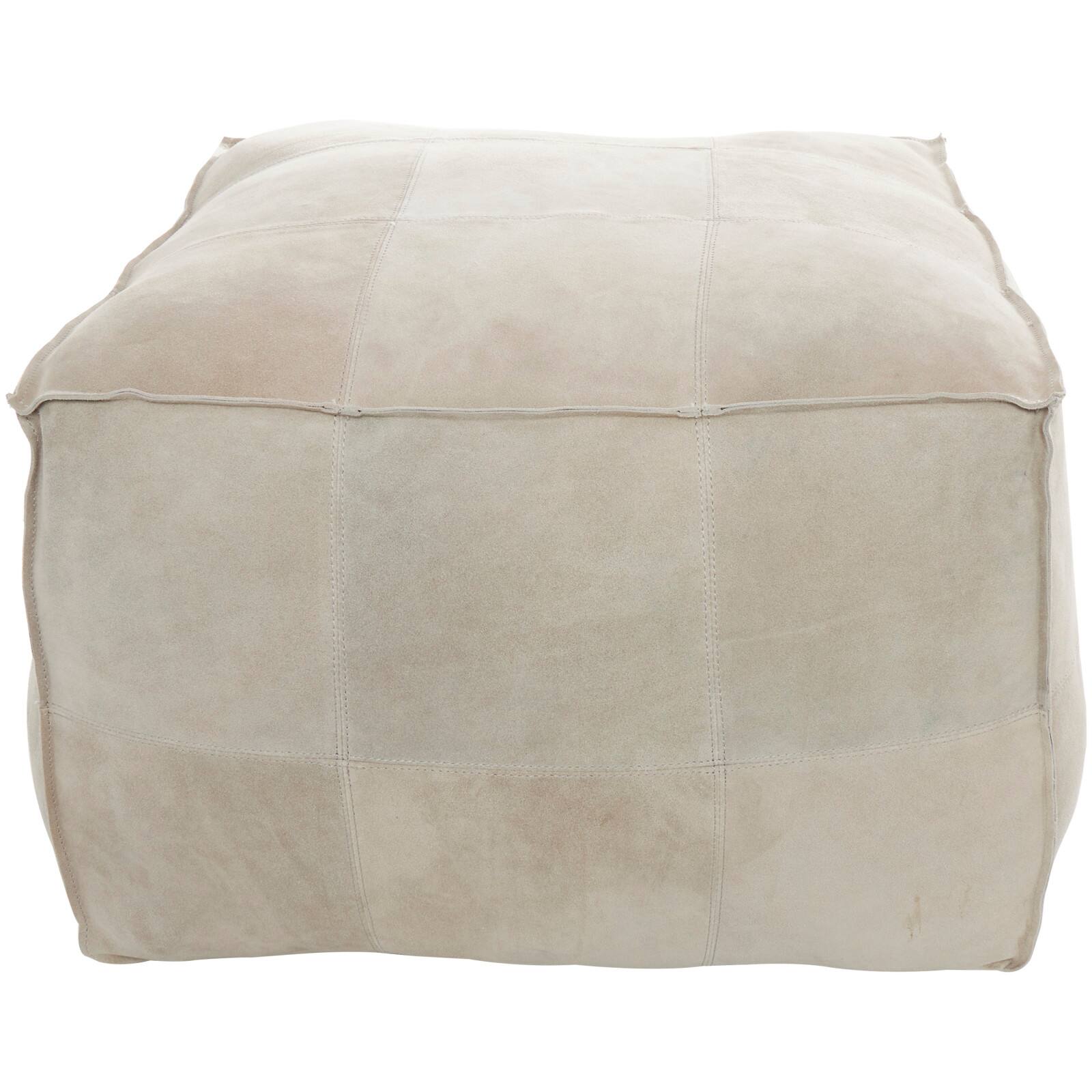 28&#x22; Leather Low Profile Square Pouf with Patchwork Design
